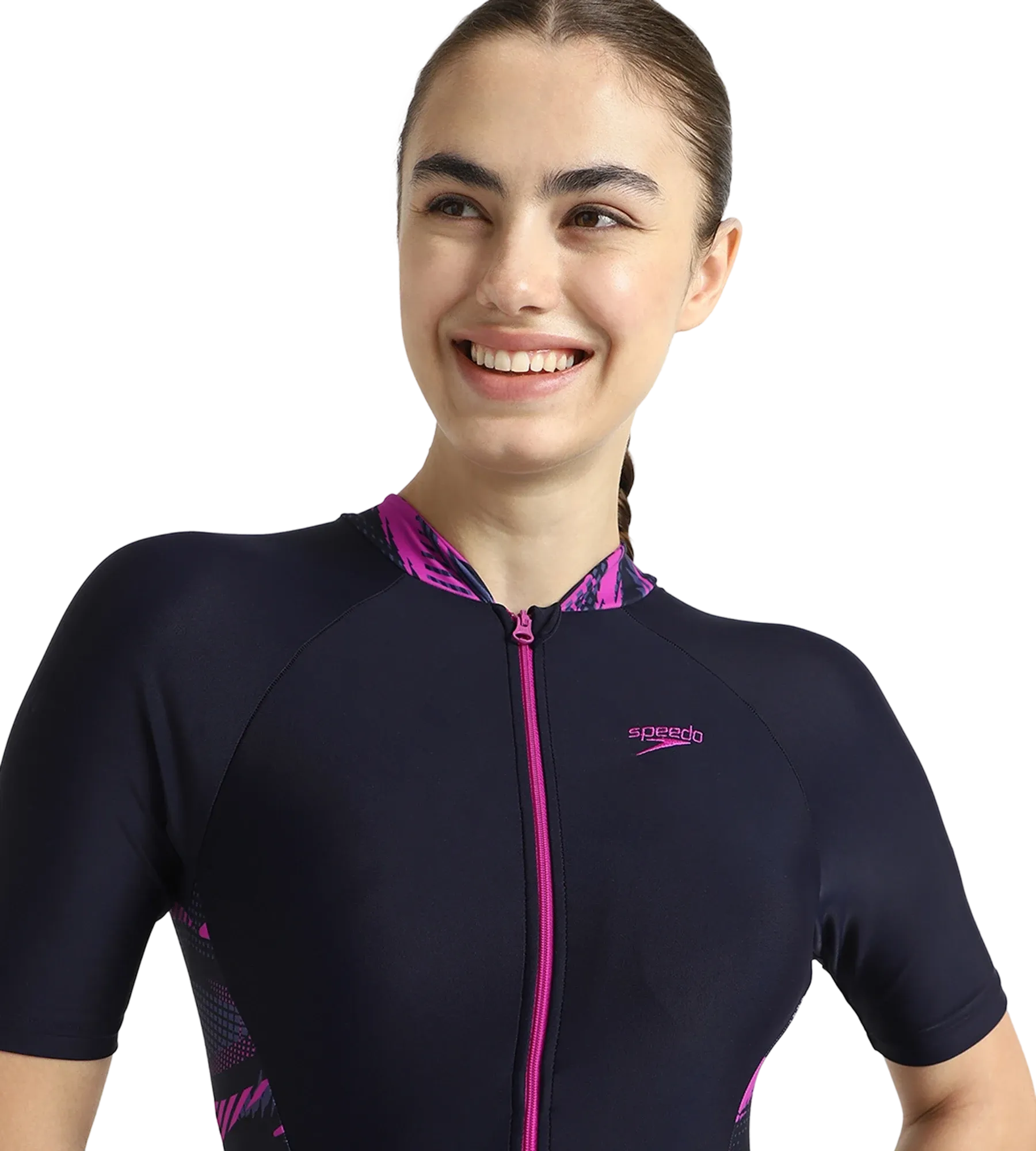 Women's Endurance10 Essential Splice Print Closedback Kneesuit - True Navy. Hapuna Blue & Diva - Image 10
