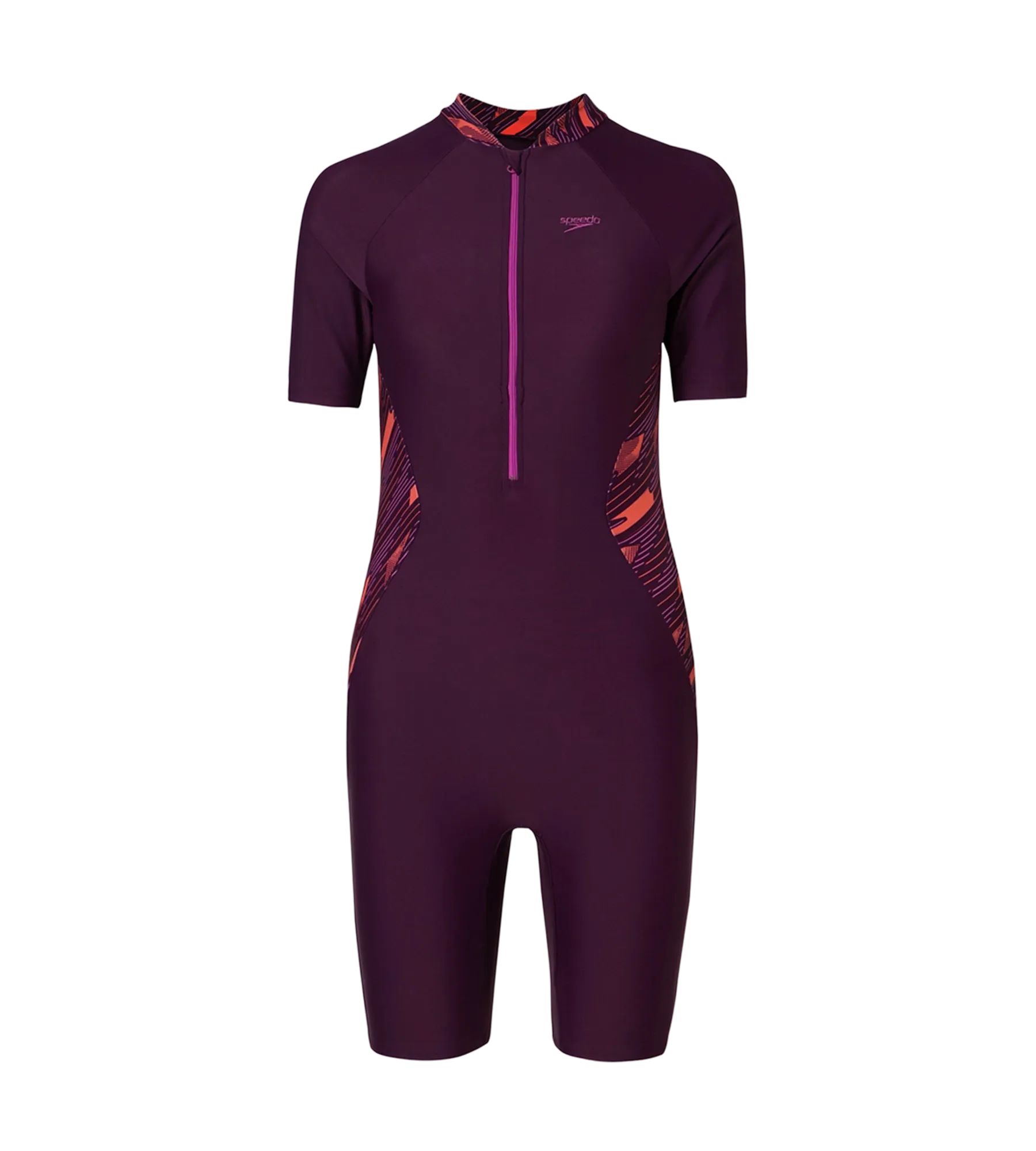Women's Enduraflex Essential Splice Print Closedback Kneesuit - Plum Dandy. Coral Sands & Neon Violet - Image 12
