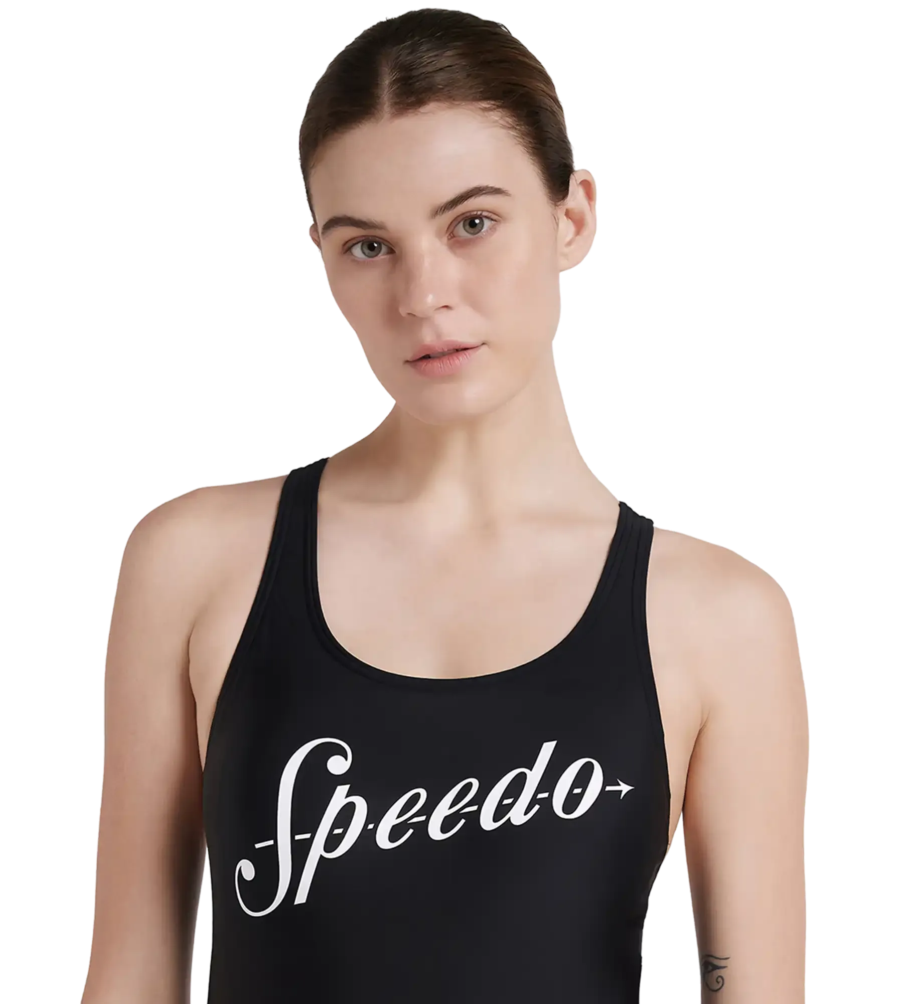 Women's Endurance 10 Heritage Logo Racerback One Piece Swimwear - Black & White - Image 10