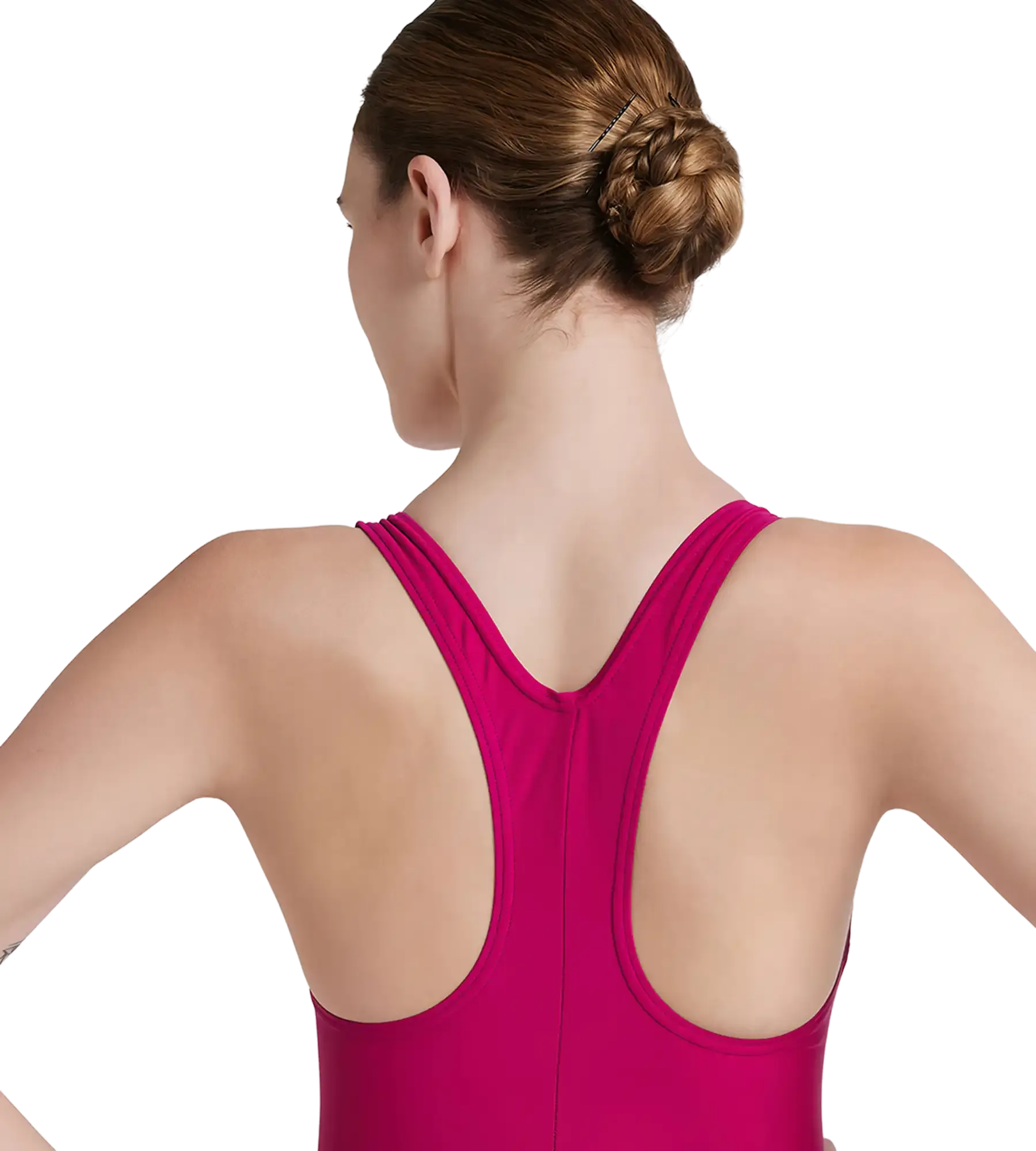 Women's Endura Brite Fabric Heritage Logo Racerback One Piece Swimwear - Berry & White - Image 10
