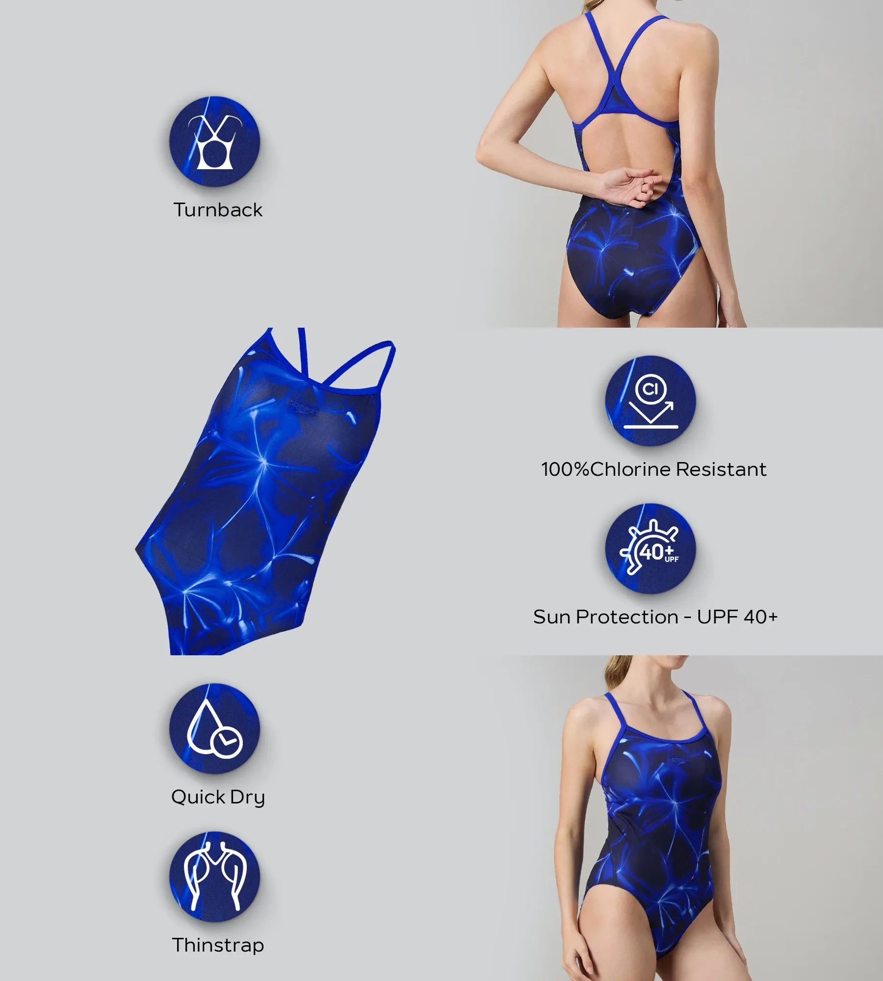 Women's Endurance+ Printed Muscleback V-Cut One Piece Swimsuit - Black & Ruby - Image 2