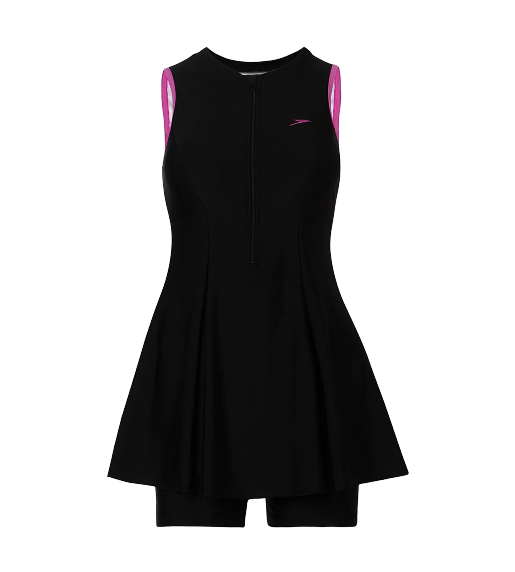 Women's Endurance10 Closedback Swimdress With Boyleg - Black & Neon Violet - Image 11