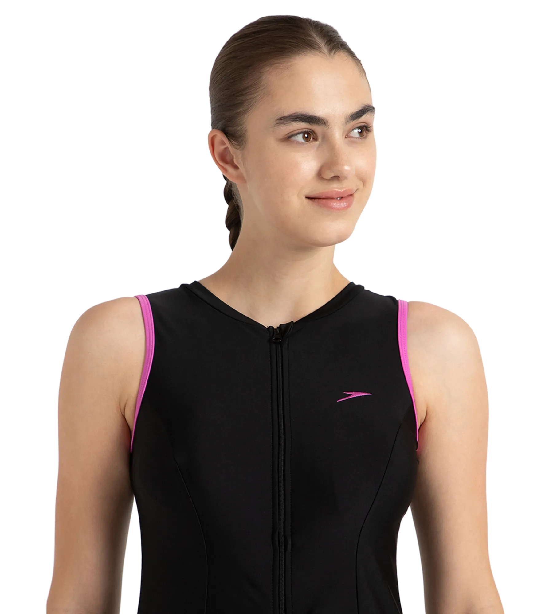 Women's Endurance10 Closedback Swimdress With Boyleg - Black & Neon Violet - Image 9