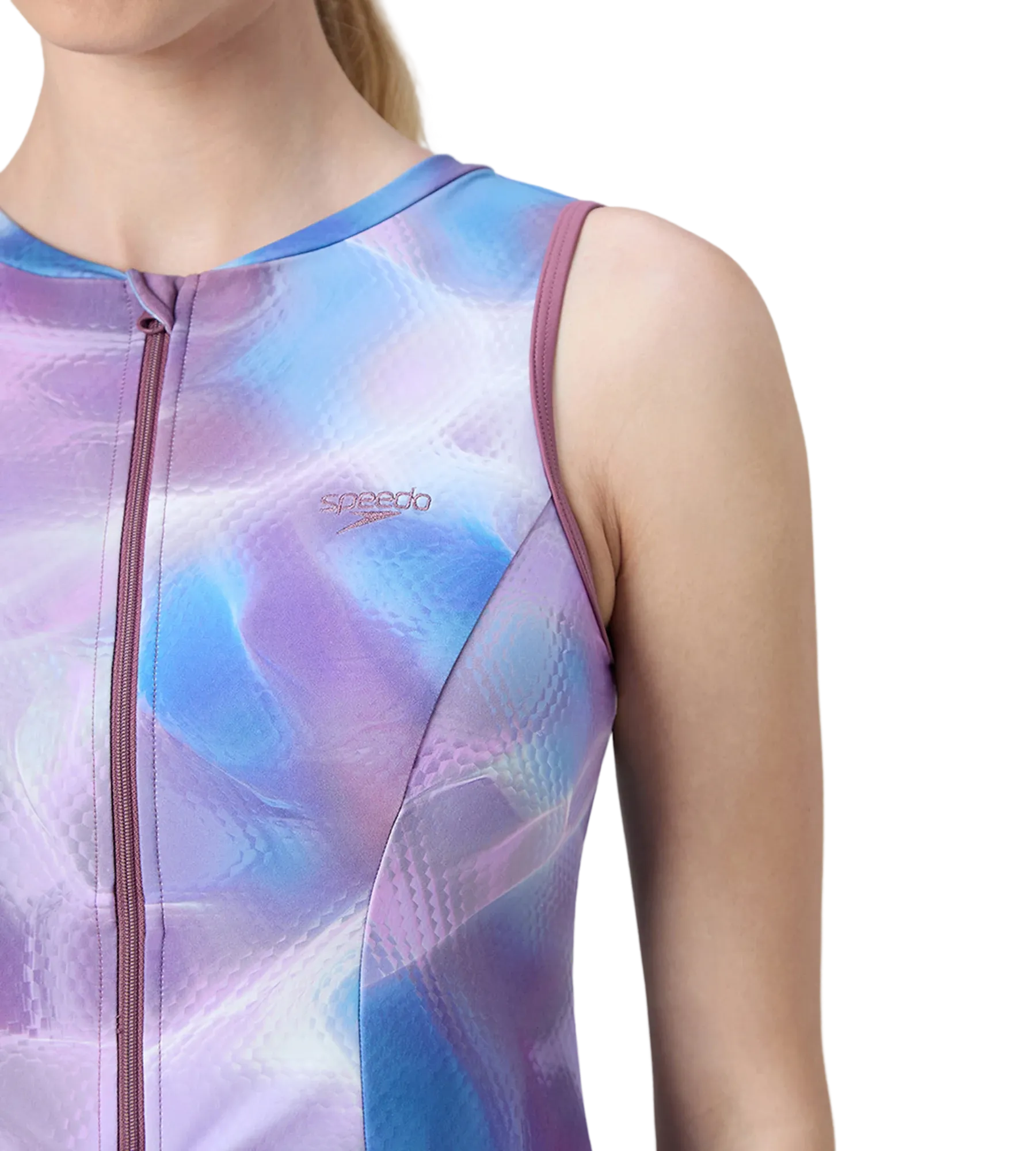 Women's Endurabrite Printed Closedback Swimdress With Boyleg - Rum Raisin - Image 8
