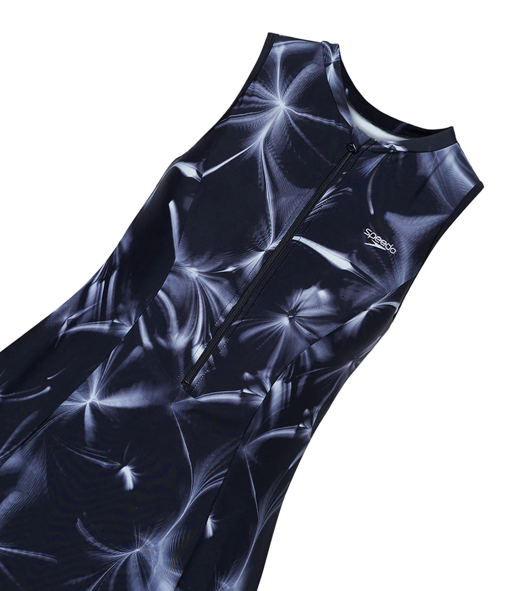Women's Endurance10 Printed Closedback Swimdress With Boyleg - Black & Grey - Image 11