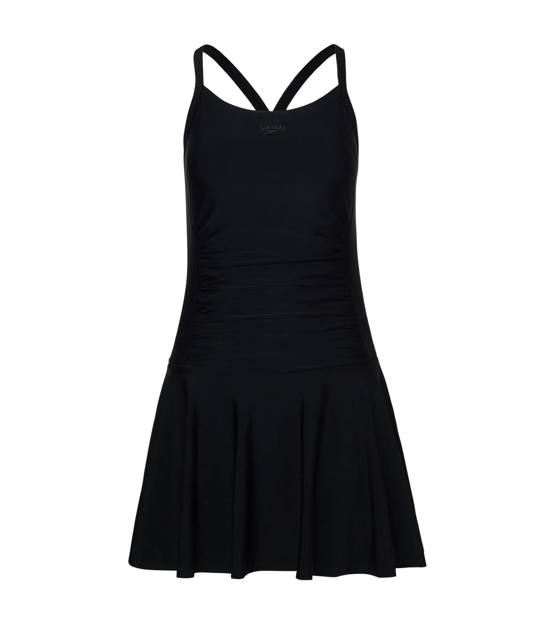 Women's Endurance10 Ruched Racerback Swimdress With Boyleg - Black - Image 11