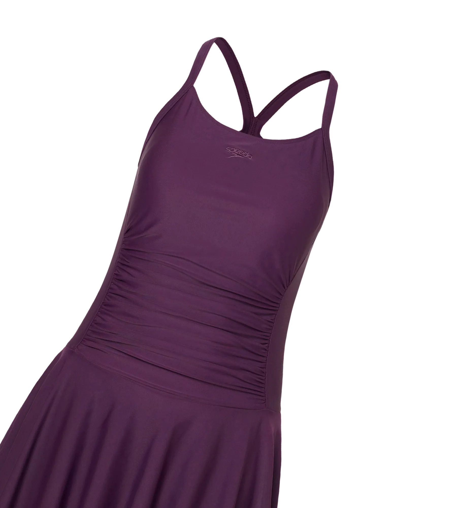 Women's Enduraflex Ruched Racerback Swimdress With Boyleg - Plum Dandy - Image 12