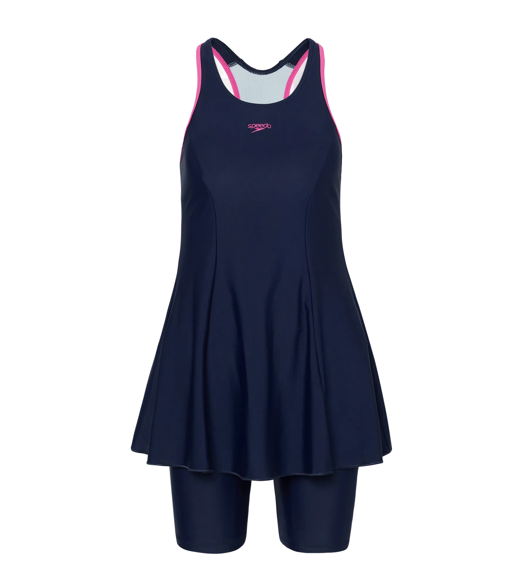 Women's Endurance10 Racerback Swimdress With Kneeleg - True Navy & Margarita Pink - Image 9