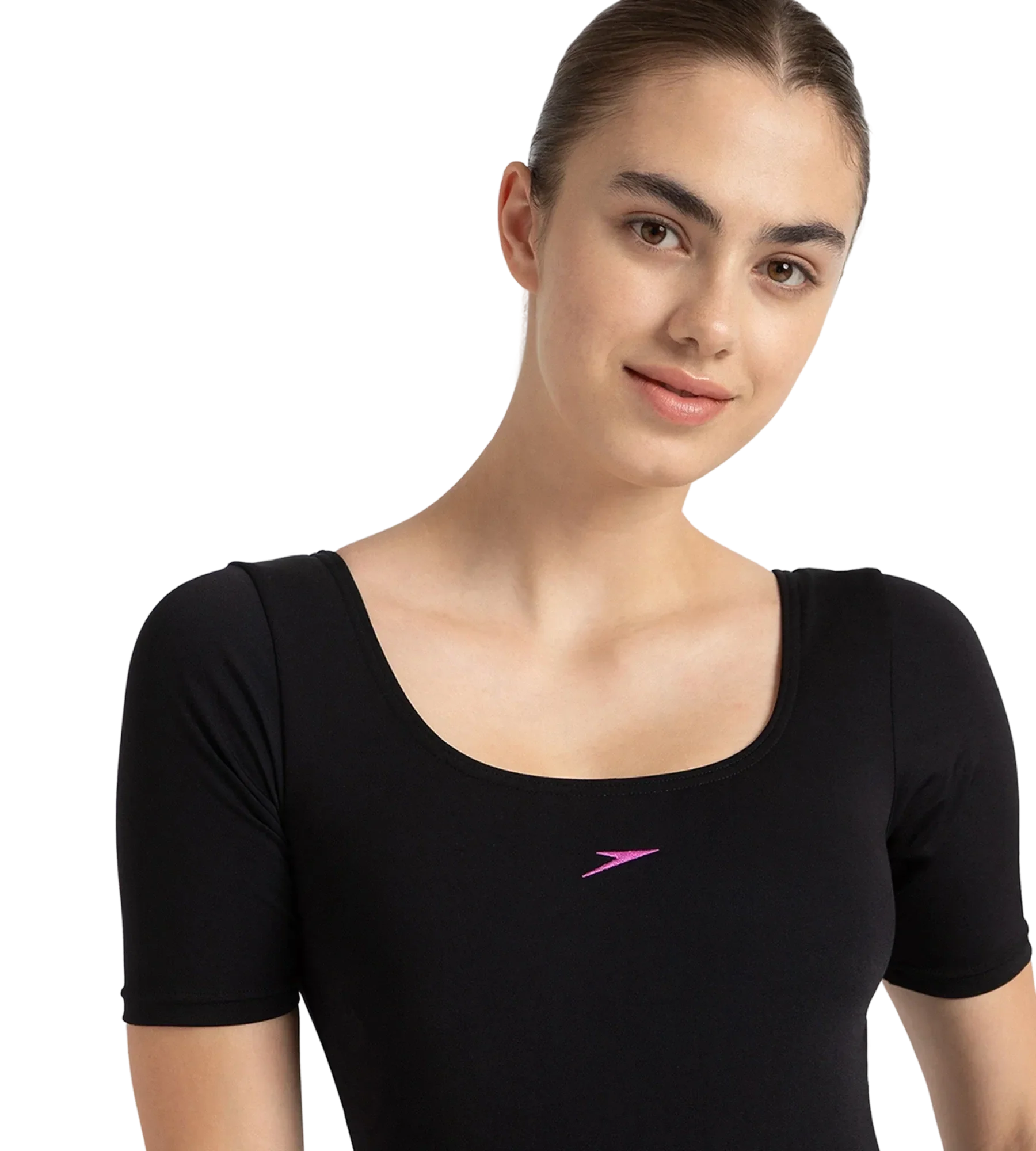 Women's Endurance+ Sleeved Myrtle U-Back Legsuit - Black & Neon Violet - Image 9