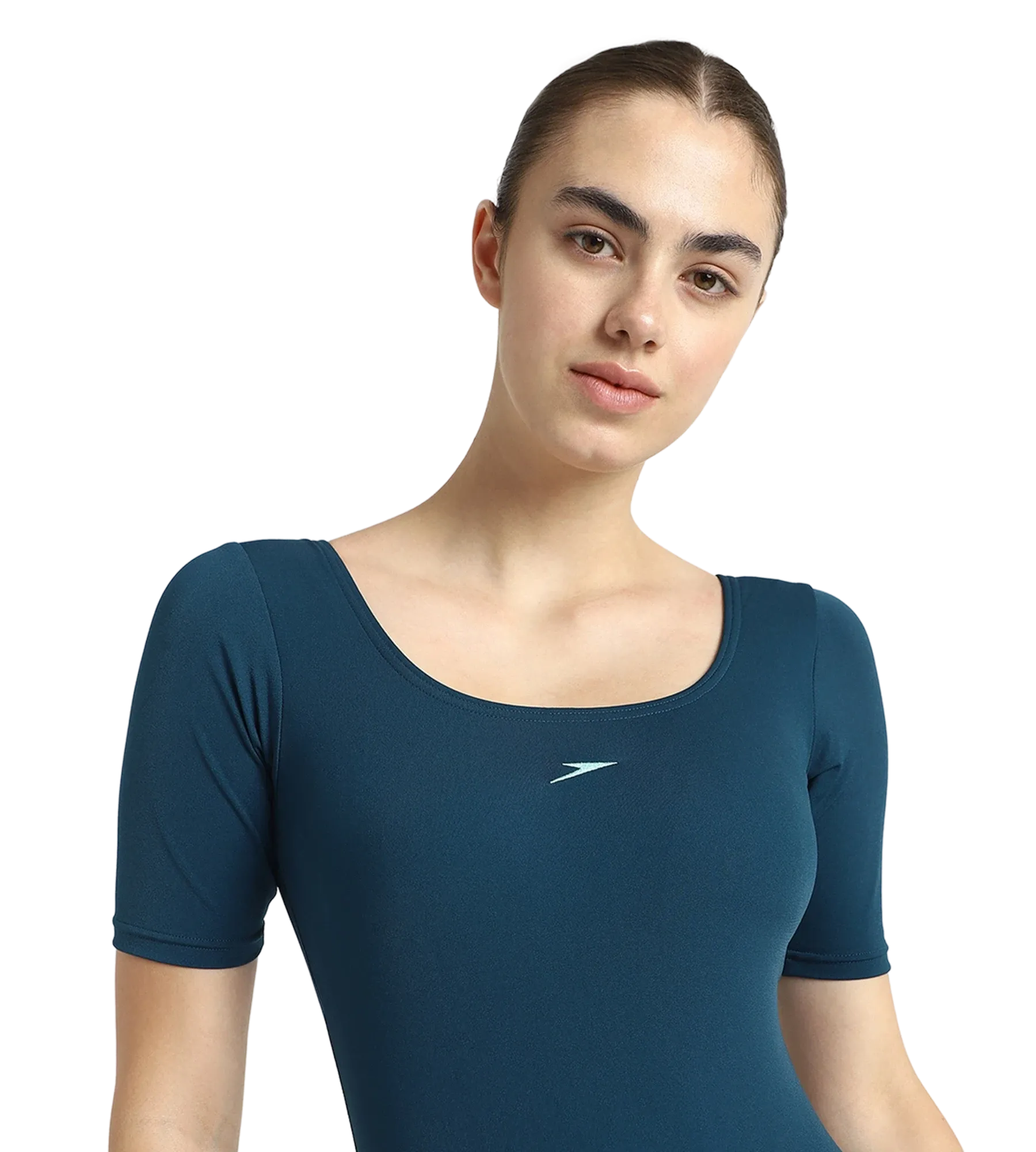 Women's Endurance+ Sleeved Myrtle Racerback Legsuit - Dark Teal & Arctic Glass - Image 9