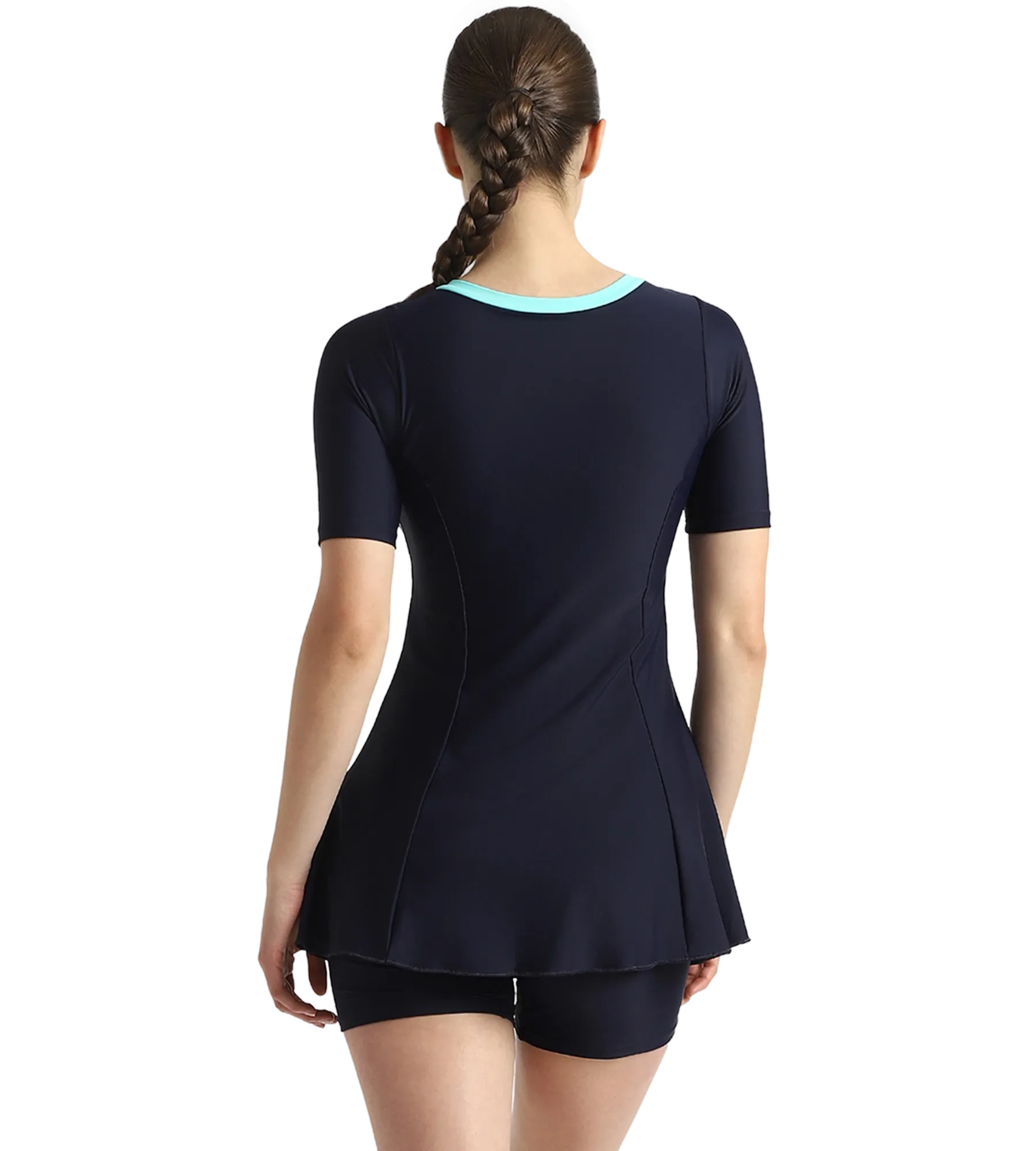 Women's Endurance10 Closedback Sleeved Swimdress With Boyleg - True Navy & Arctic Glass - Image 14