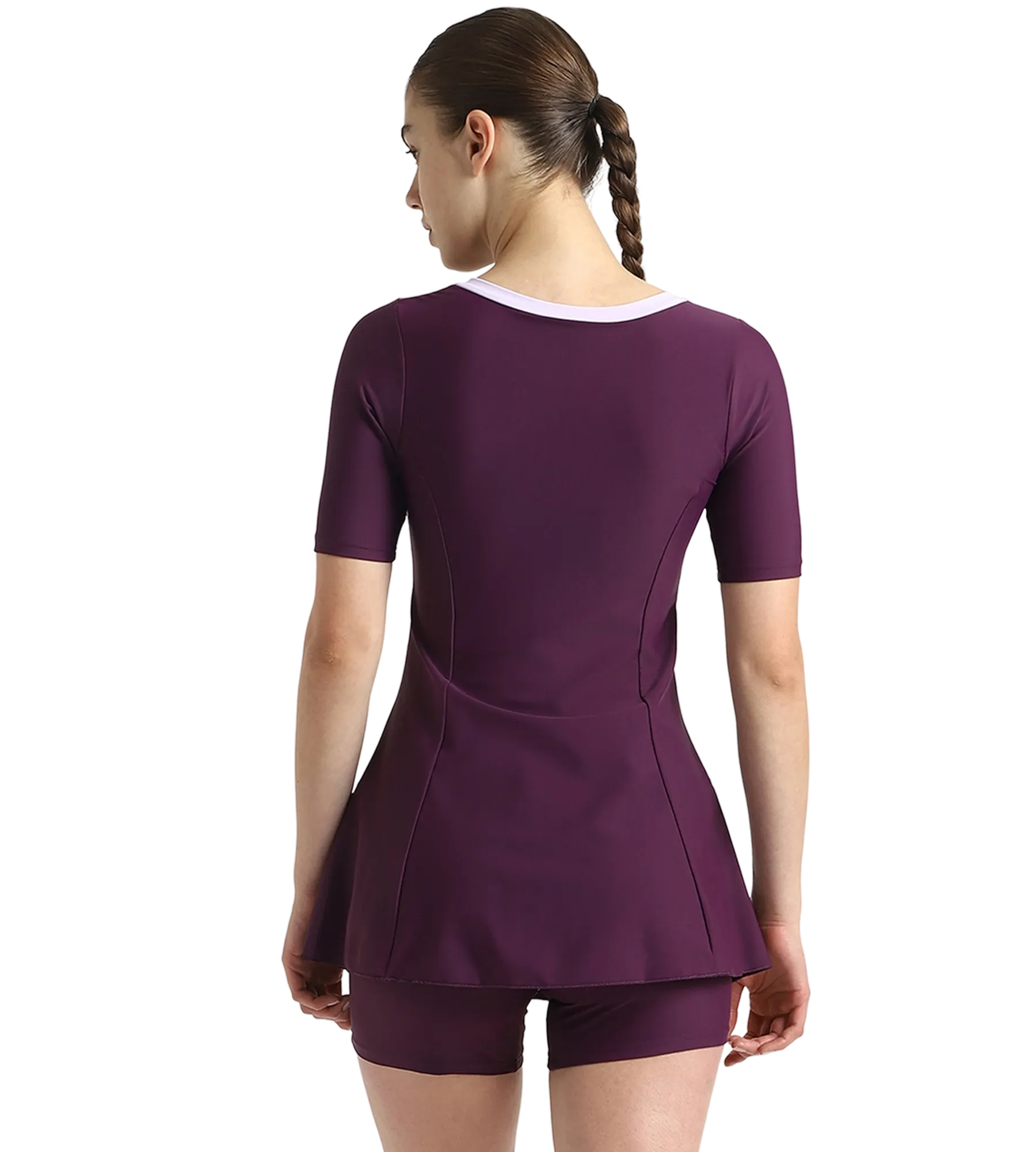 Women's Enduraflex Closedback Sleeved Swimdress With Boyleg - Plum Dandy & Lilac Breeze - Image 5