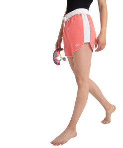 Women's 4 Way Comfort Stretch Leisure Watershorts With Side Pockets - Coral Sands & White