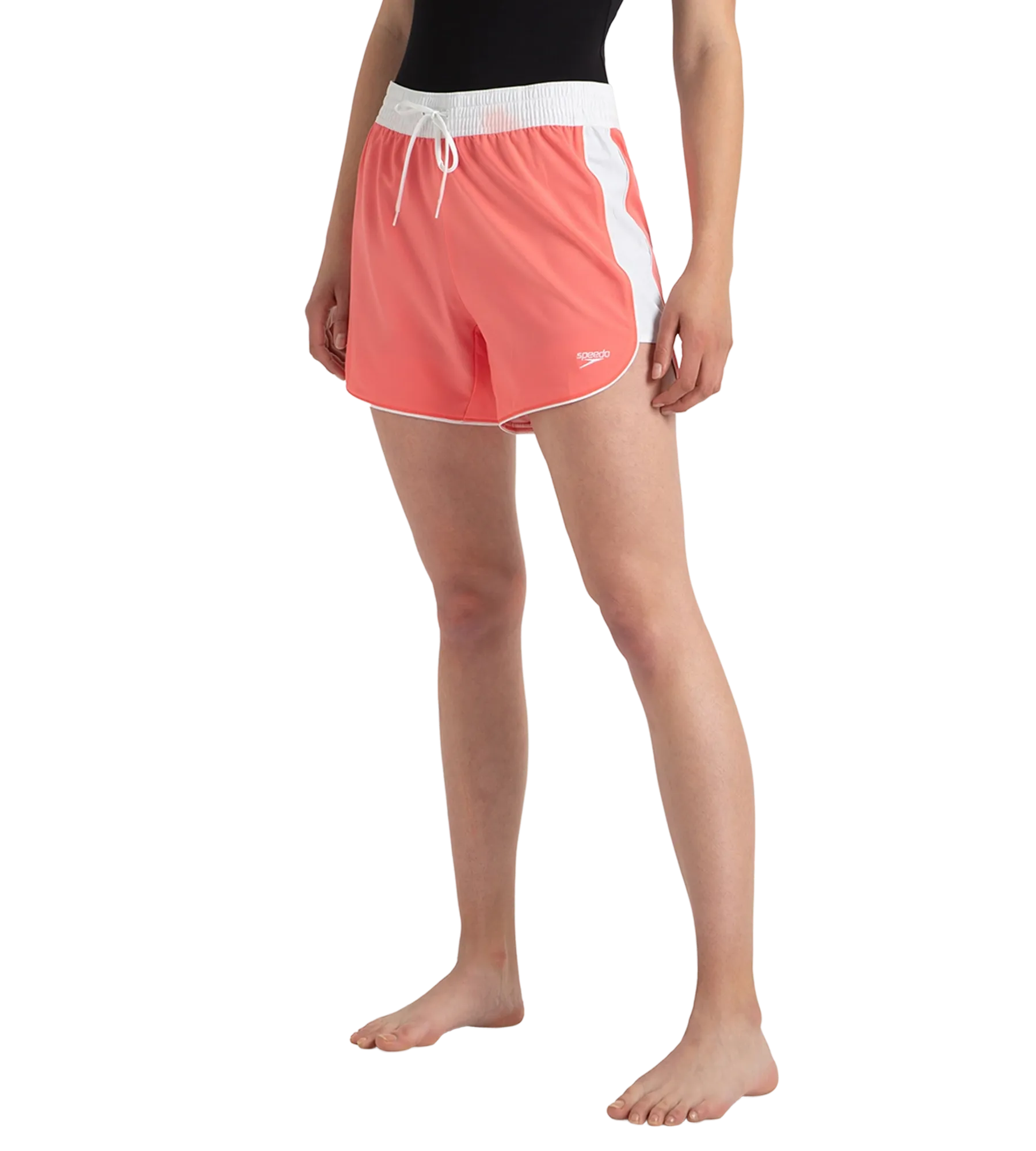 Women's 4 Way Comfort Stretch Leisure Watershorts With Side Pockets - Coral Sands & White - Image 3