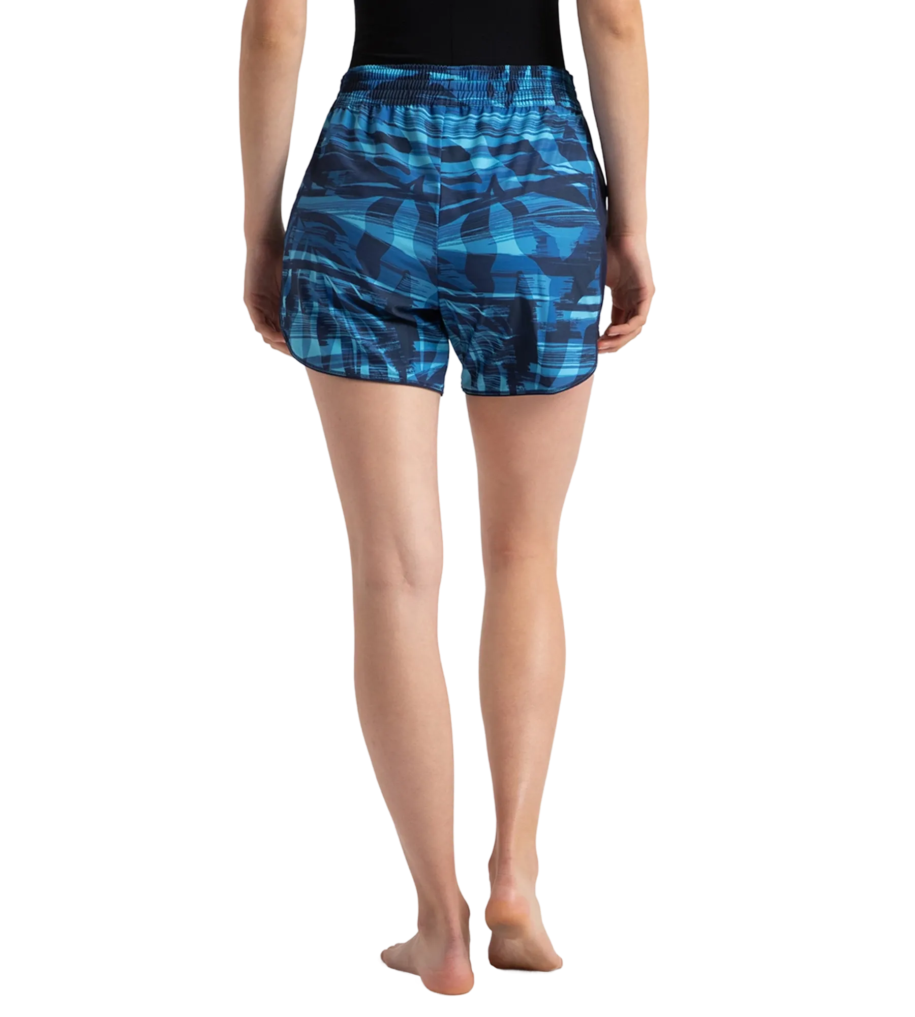 Women's 4 Way Flex Essential Printed Watershorts With Side Pockets - Peacoat. Cerulean Blue & Picton Blue - Image 5