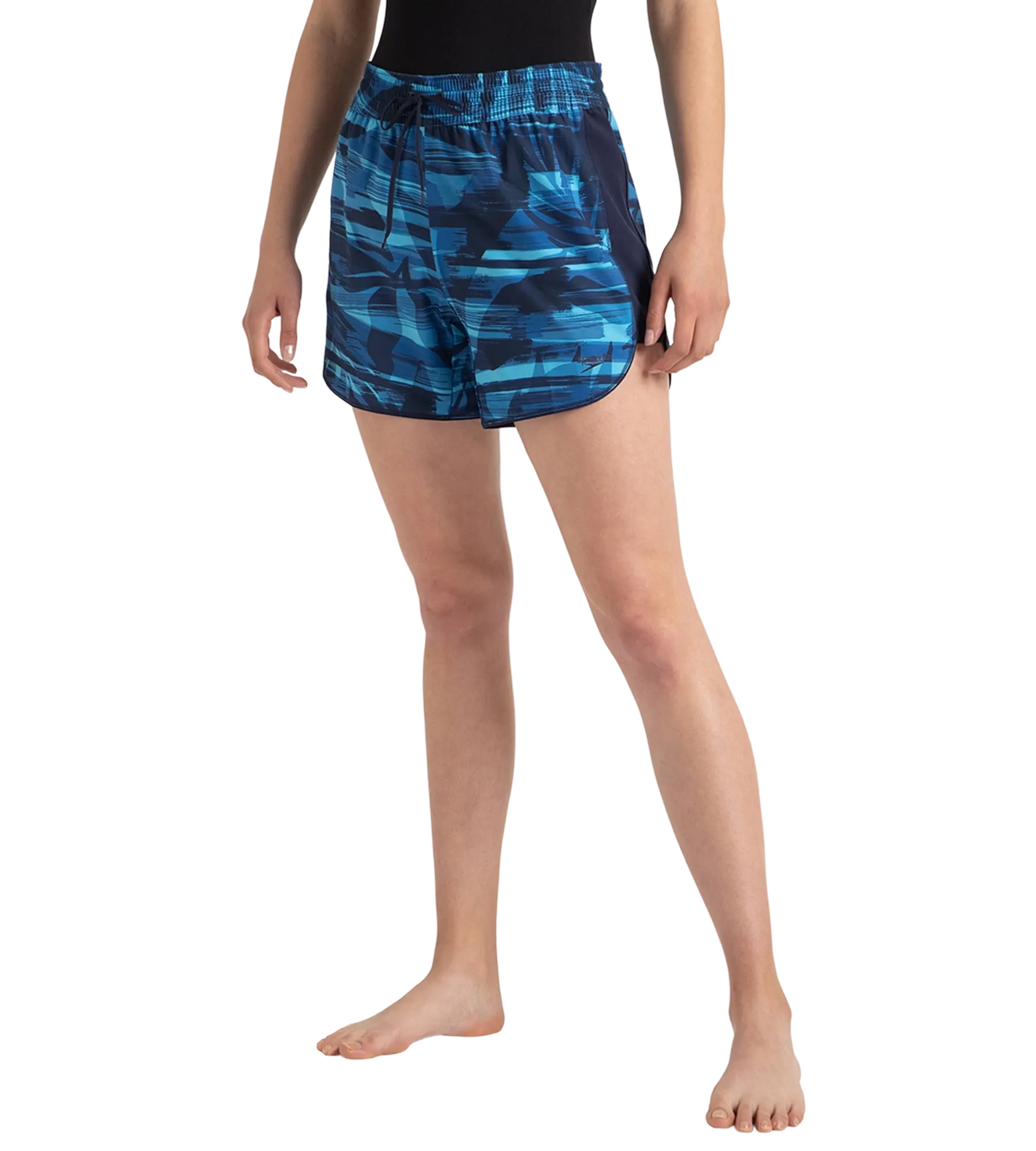 Women's 4 Way Flex Essential Printed Watershorts With Side Pockets - Peacoat. Cerulean Blue & Picton Blue - Image 7