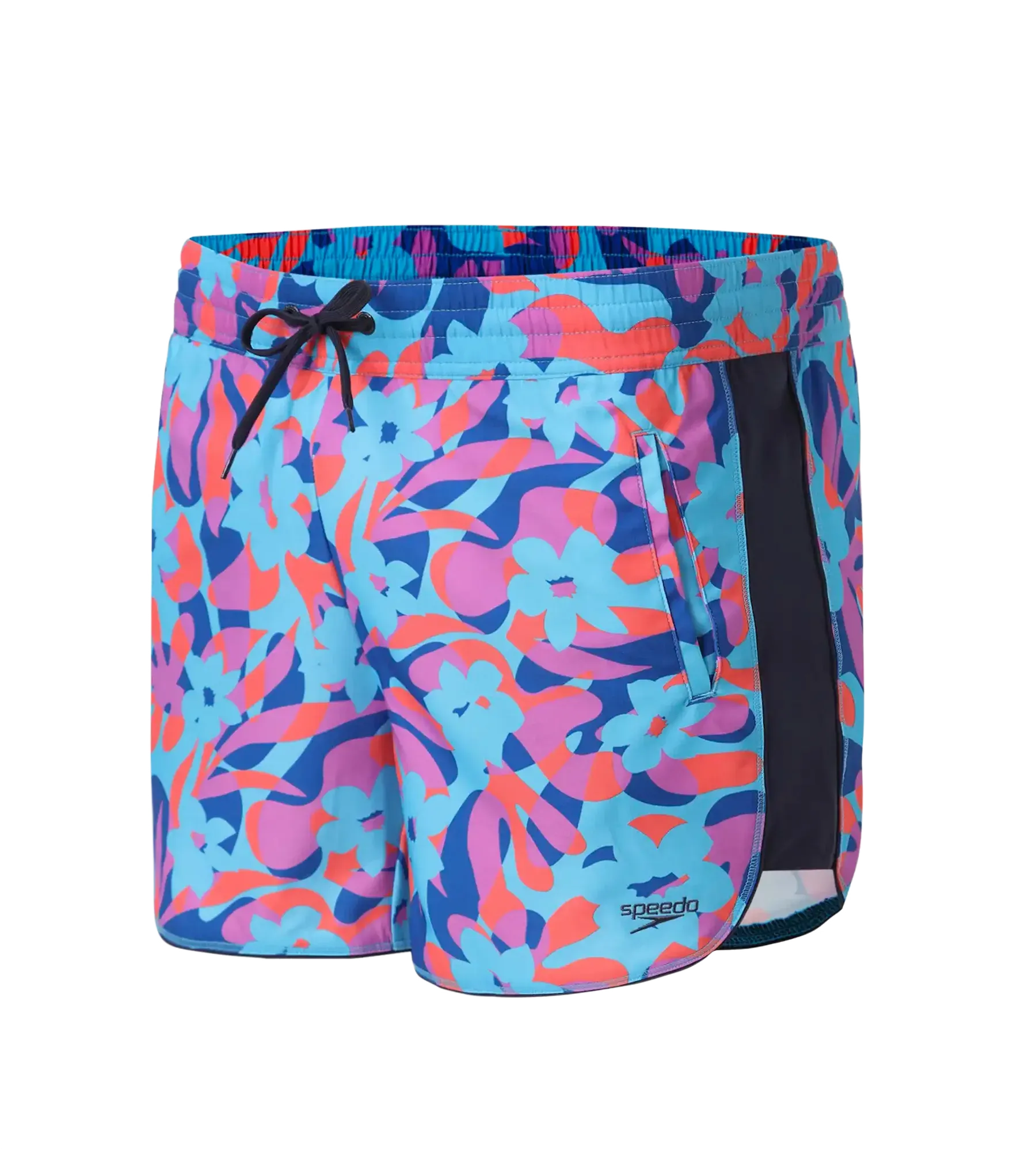 Women's 4 Way Comfort Stretch Leisure Printed Watershorts With Side Pockets - Turkish Sea. Picton Blue & Coral Sands - Image 12