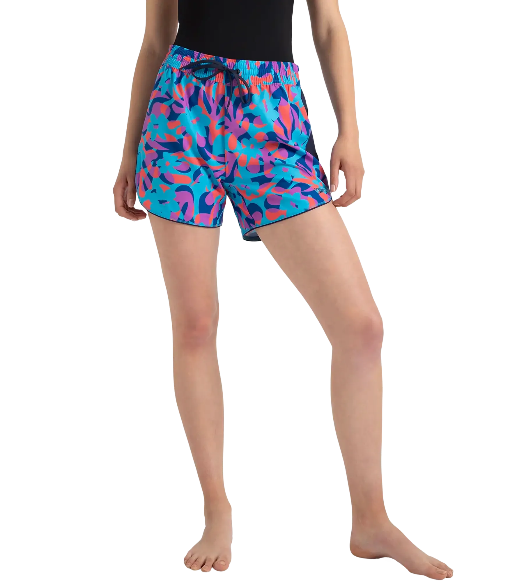 Women's 4 Way Comfort Stretch Leisure Printed Watershorts With Side Pockets - Turkish Sea. Picton Blue & Coral Sands - Image 8