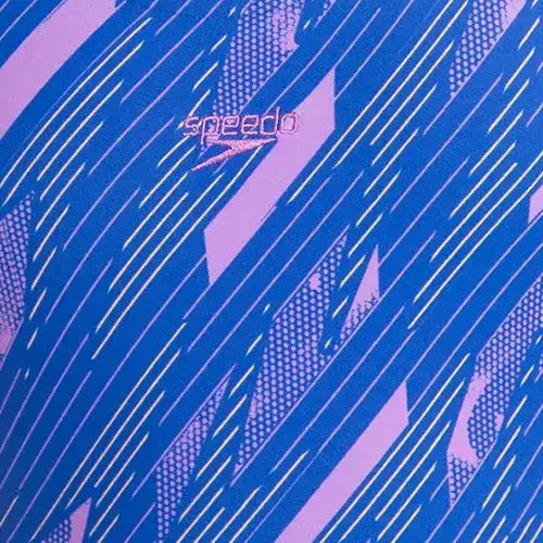 Girl's Endurance 10 Hyperboom Print Racerback One Piece V-Cut Swimsuit - Sweet Purple & True Cobalt - Image 11