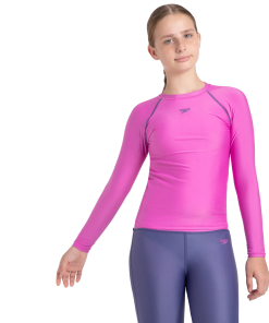 Girl's Endura Brite Long Sleeve Suntop - Neon Violet & Hapuna Blue