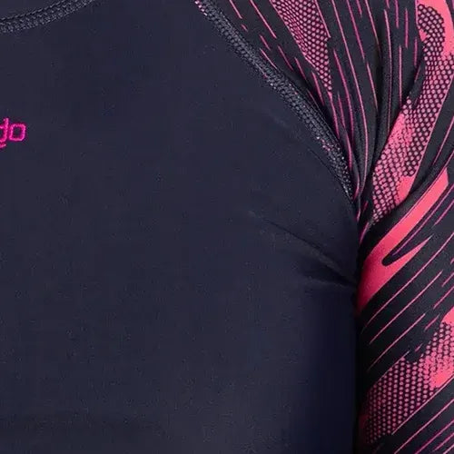 Girl's Endurance 10 Hyperboom Long Sleeve Suntop - True Navy & Electric pink - Image 12