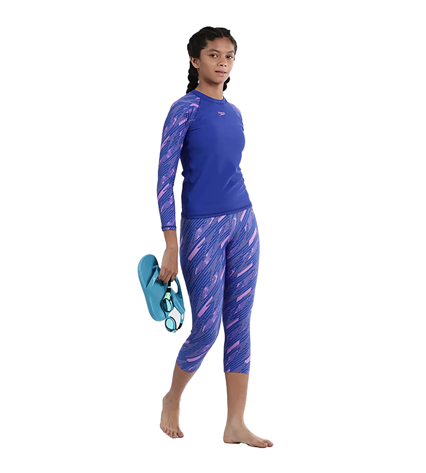 Girl's Endurance 10 Hyperboom Long Sleeve Suntop - True Cobalt & Sweet Purple - Image 10