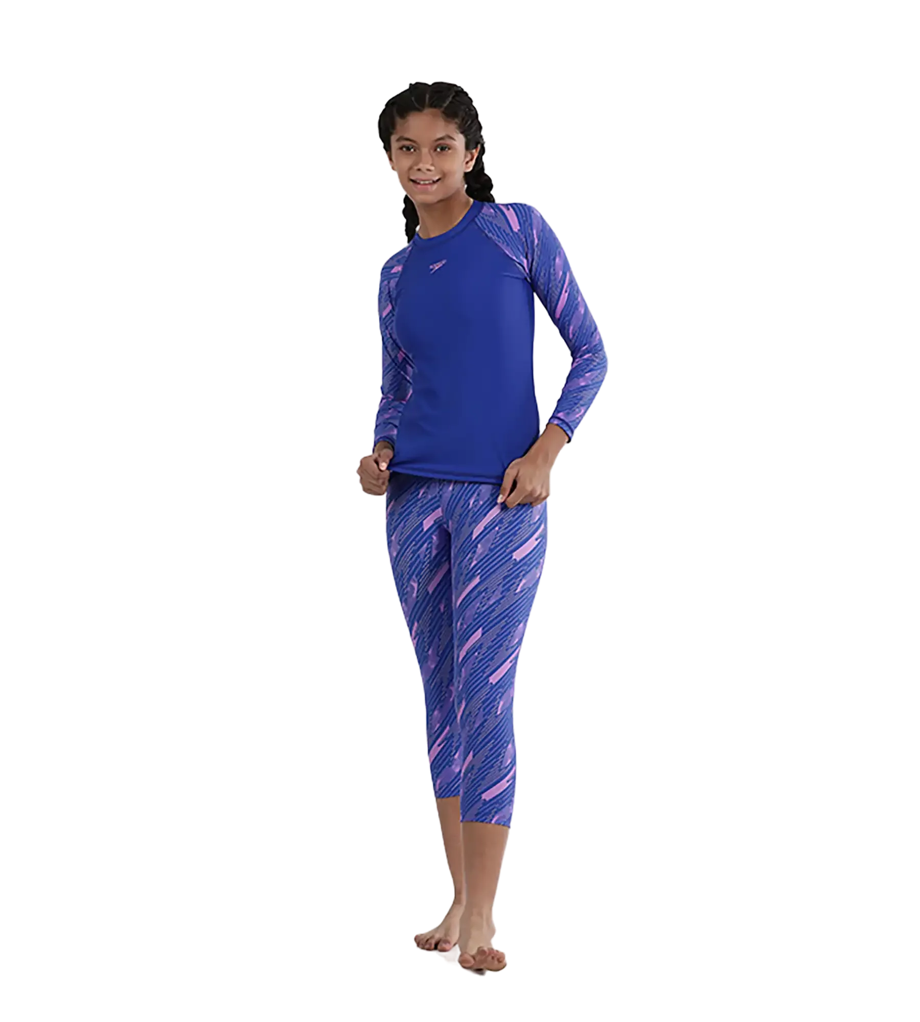 Girl's Endurance 10 Hyperboom Long Sleeve Suntop - True Cobalt & Sweet Purple - Image 12