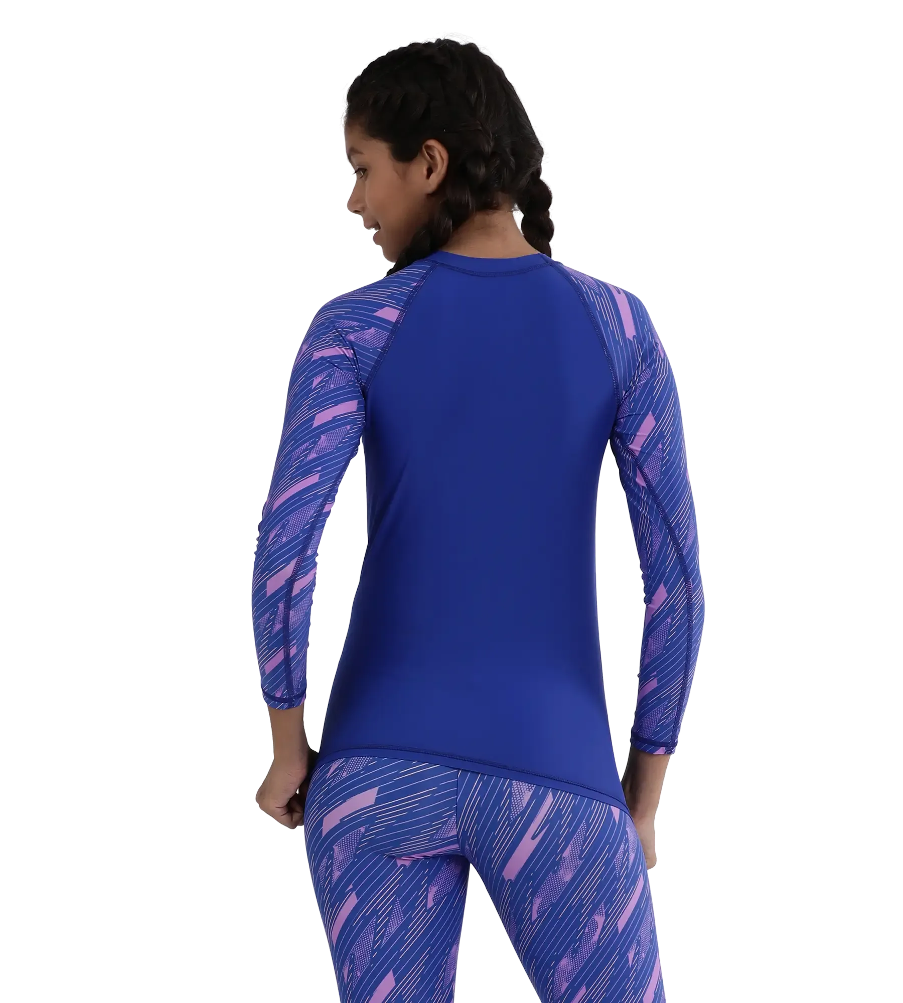 Girl's Endurance 10 Hyperboom Long Sleeve Suntop - True Cobalt & Sweet Purple - Image 4