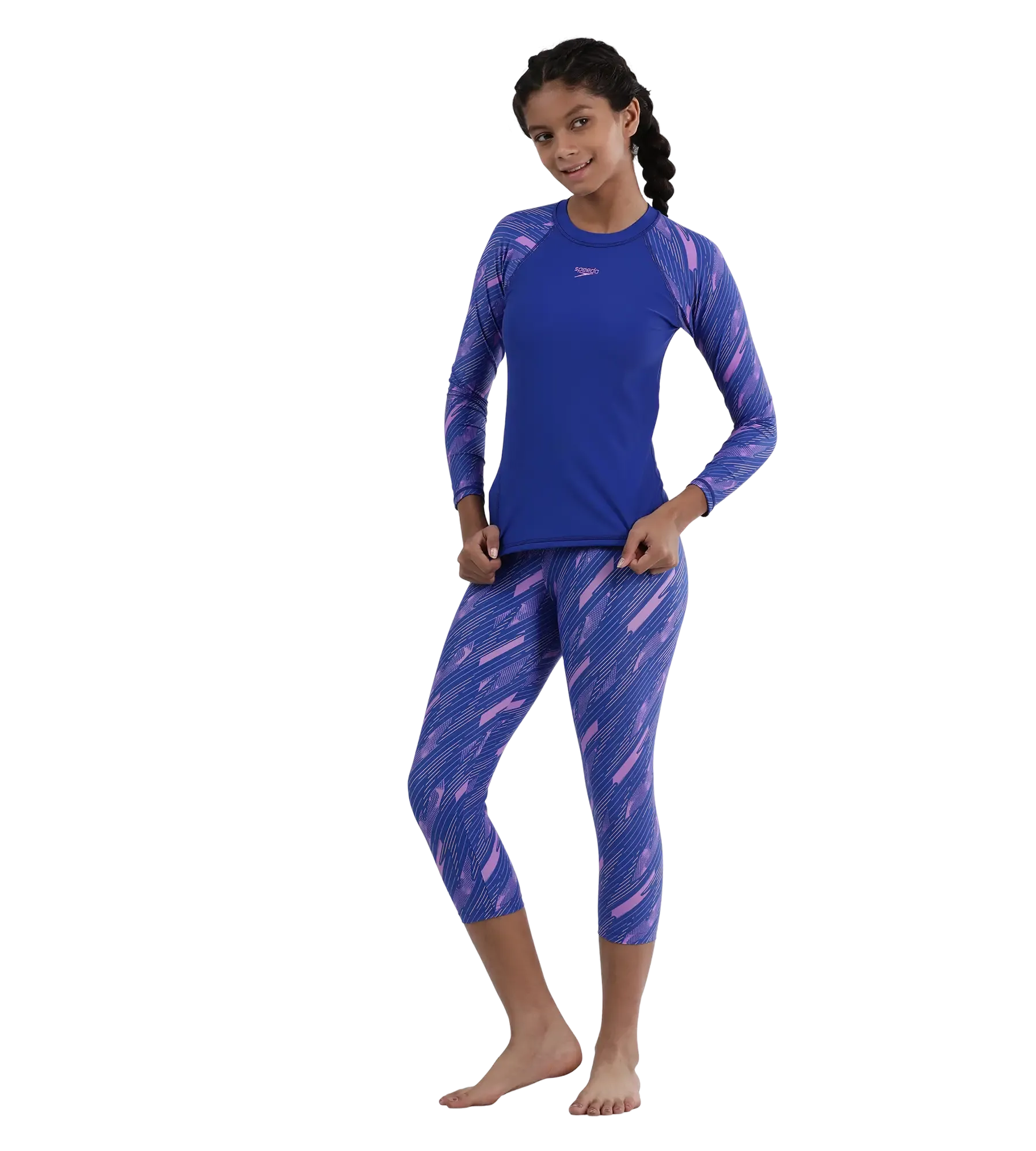Girl's Endurance 10 Hyperboom Long Sleeve Suntop - True Cobalt & Sweet Purple - Image 5