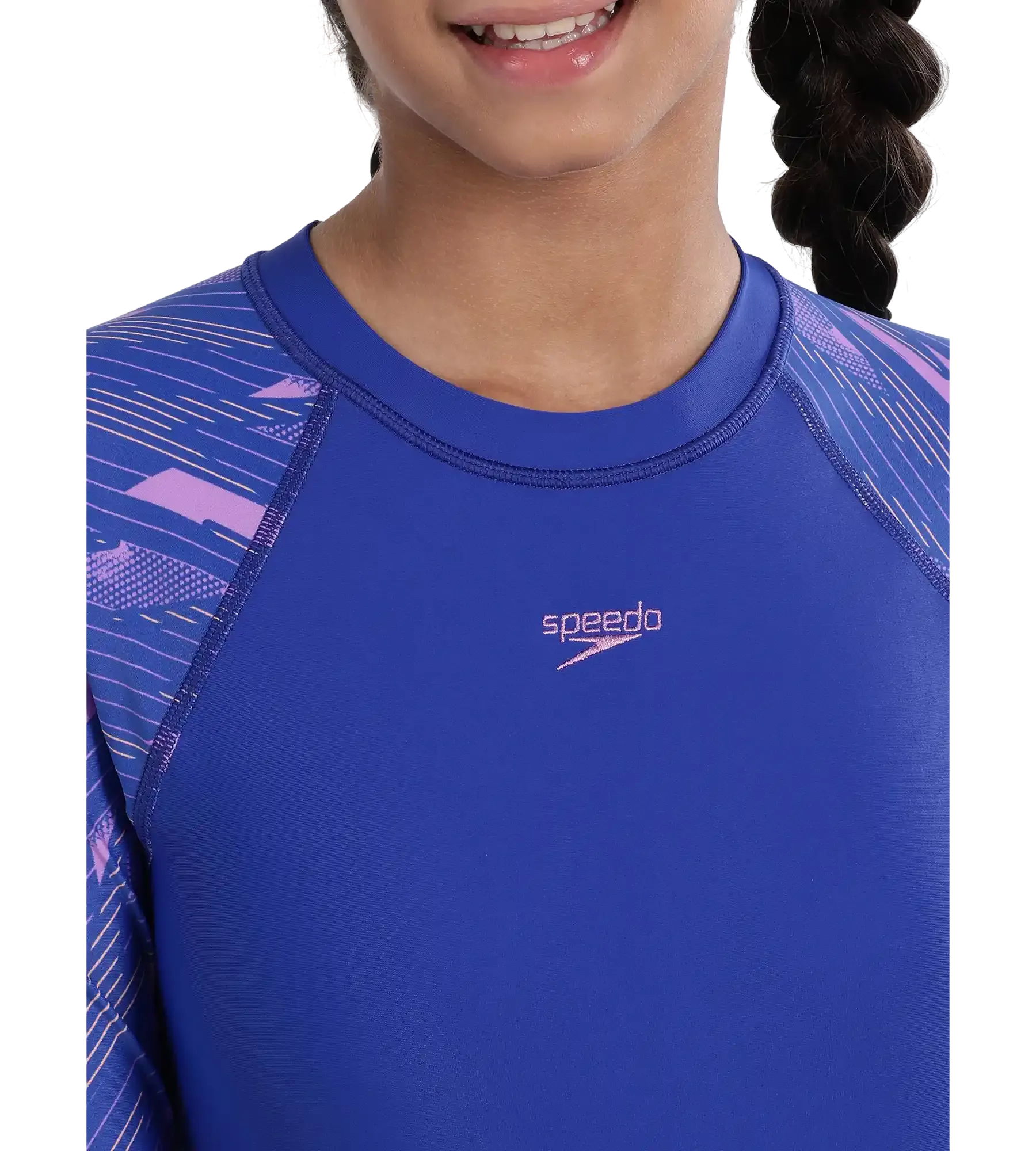 Girl's Endurance 10 Hyperboom Long Sleeve Suntop - True Cobalt & Sweet Purple - Image 6