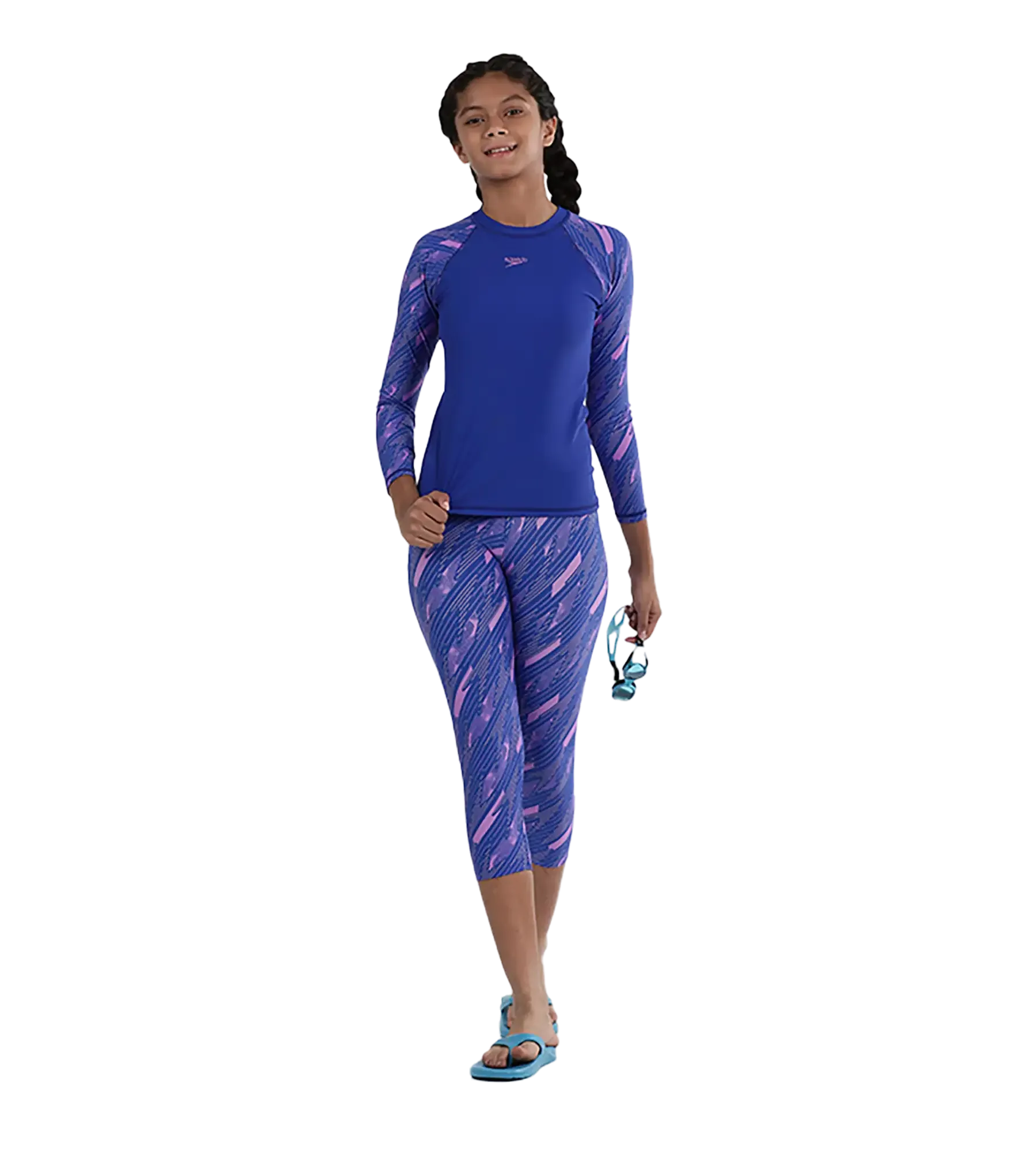 Girl's Endurance 10 Hyperboom Long Sleeve Suntop - True Cobalt & Sweet Purple - Image 9