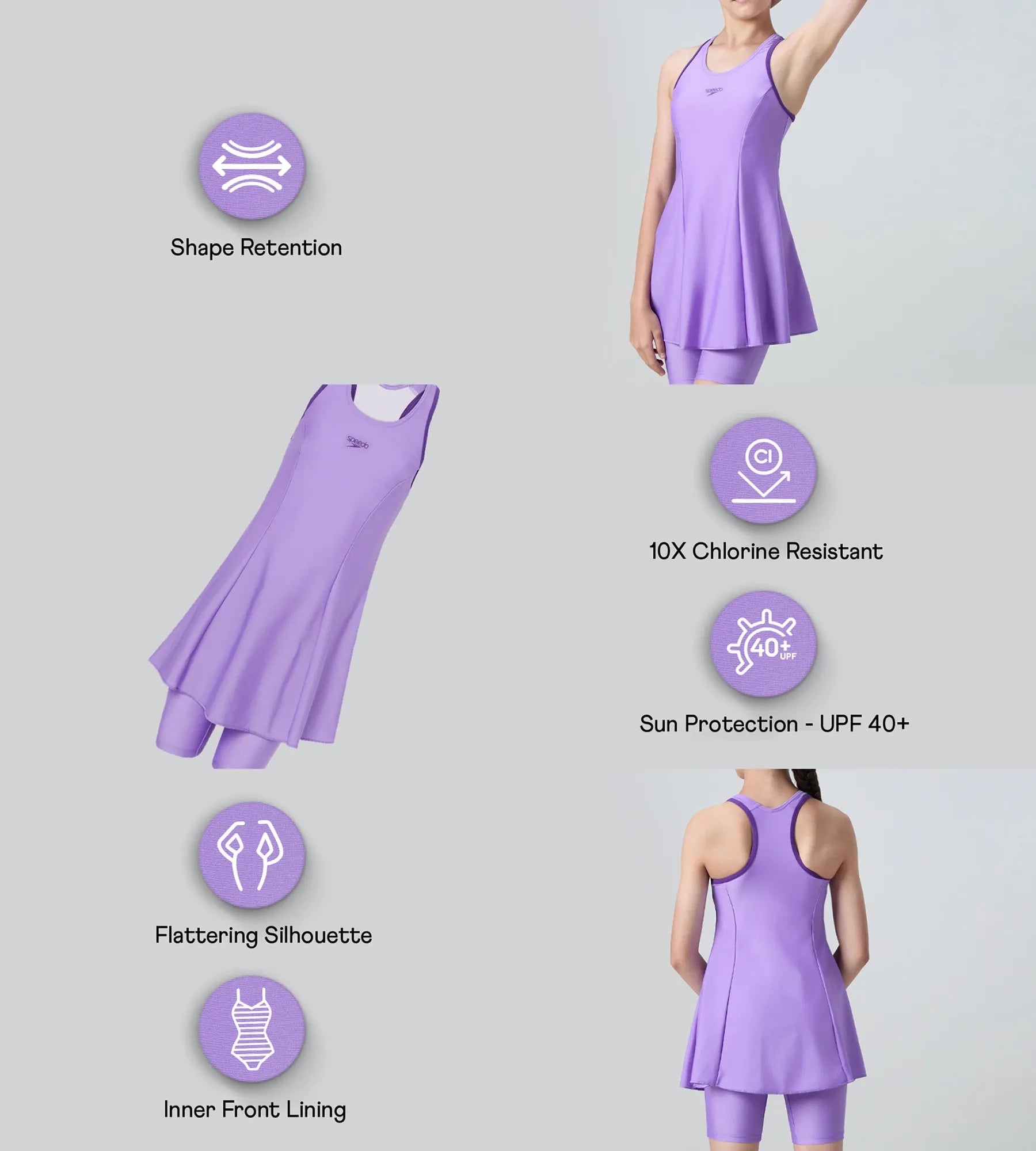 Girl's Endurabrite Racerback Swimdress With Boyleg - Purple Mist & Tillandsia Purple - Image 2