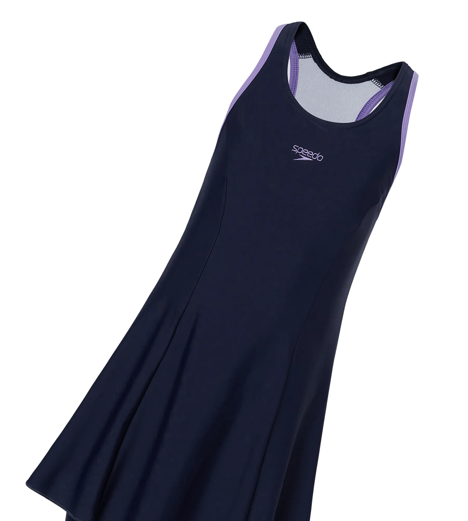 Girl's Endurance10 Racerback Swimdress With Boyleg - True Navy & Purple Mist - Image 11