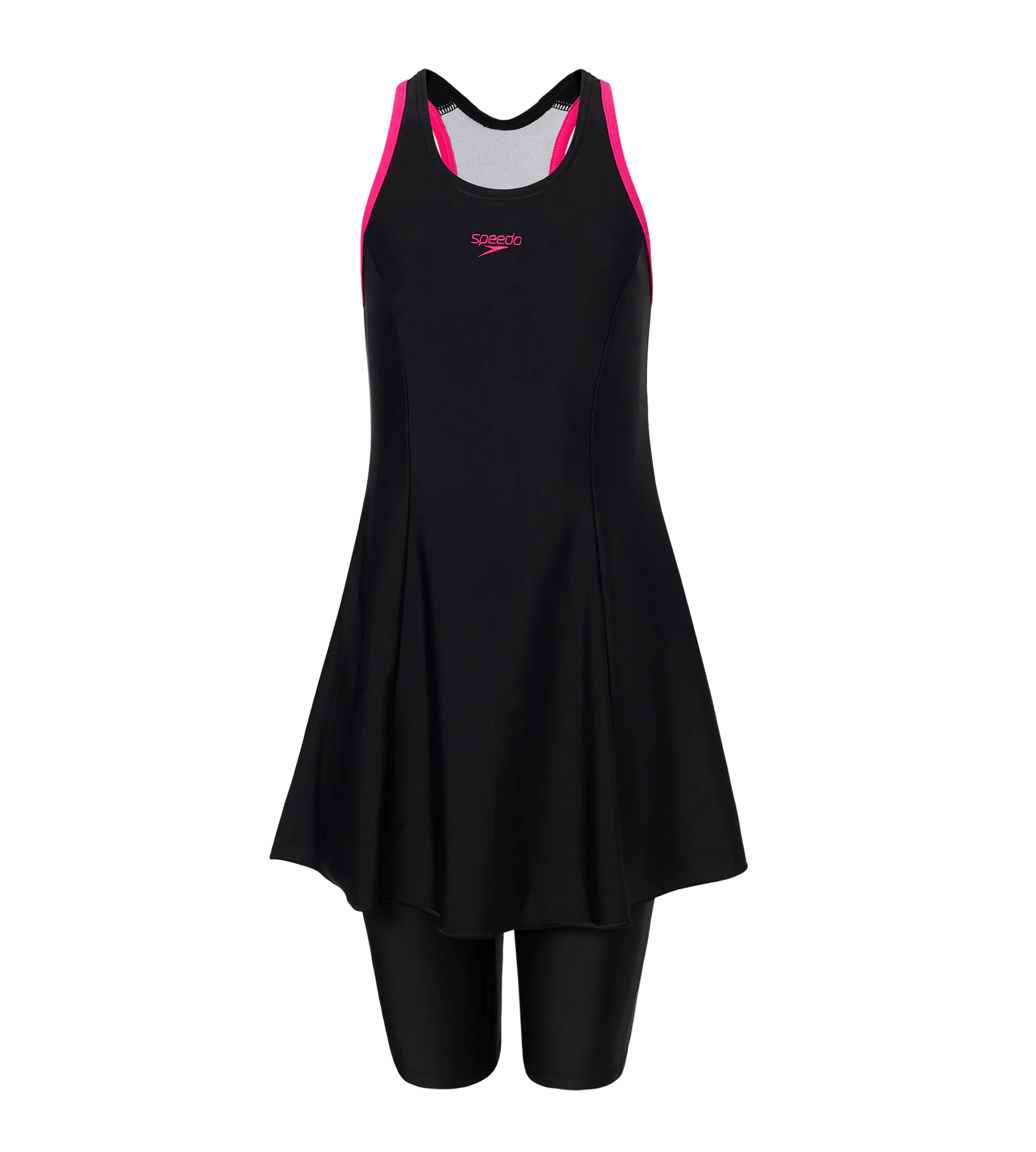 Girl's Endurance10 Racerback Swimdress With Boyleg - Black & Ruby - Image 11