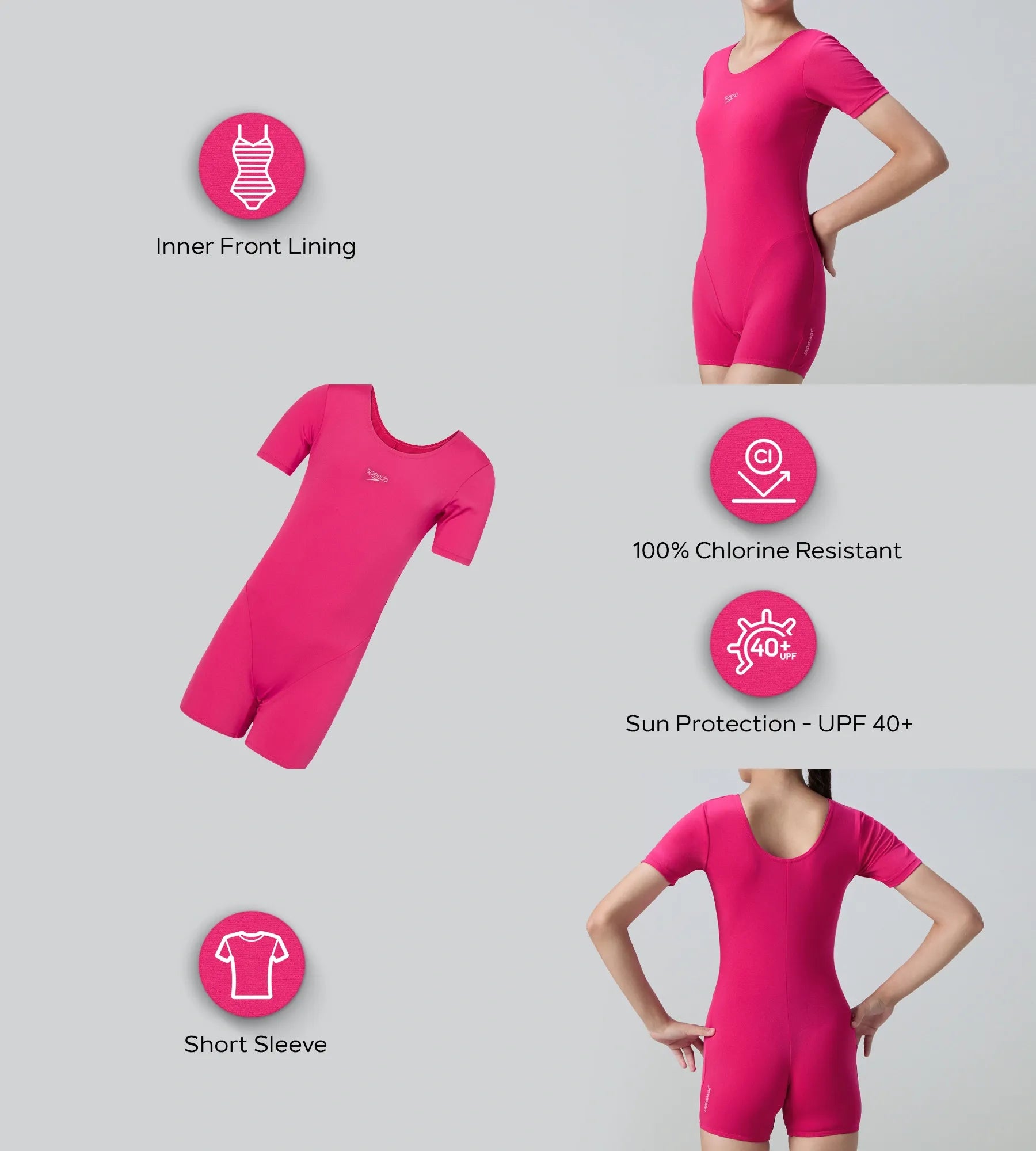 Girl's Endurance+ Short Sleeve Essential U-Back Legsuit - Ruby & Pink Lemonade - Image 2