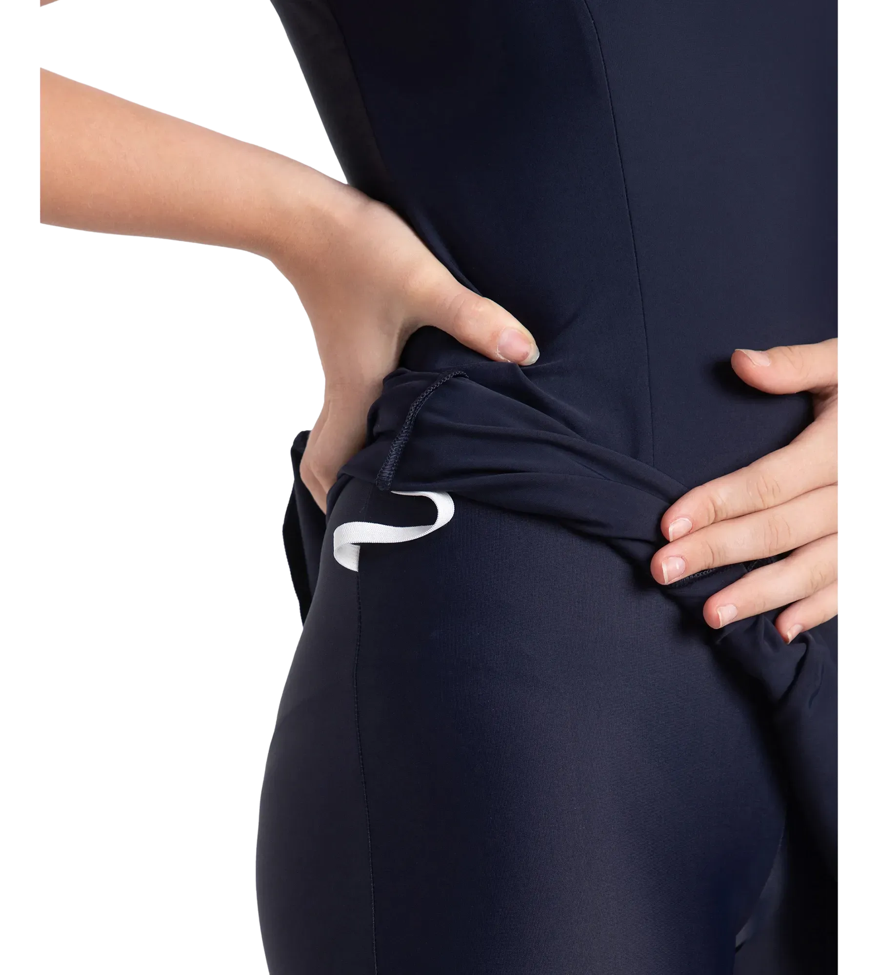Girl's Endurance10 Sleeved Closedback Swimdress With Boyleg - True Navy & Coral Sands - Image 11