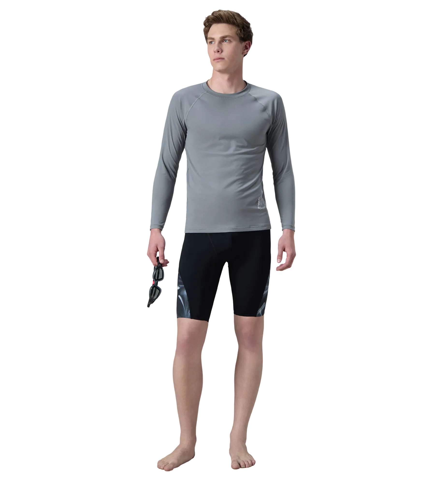 Men's Endurance+ Long Sleeve Performance Suntop - Coin Grey & White - Image 6