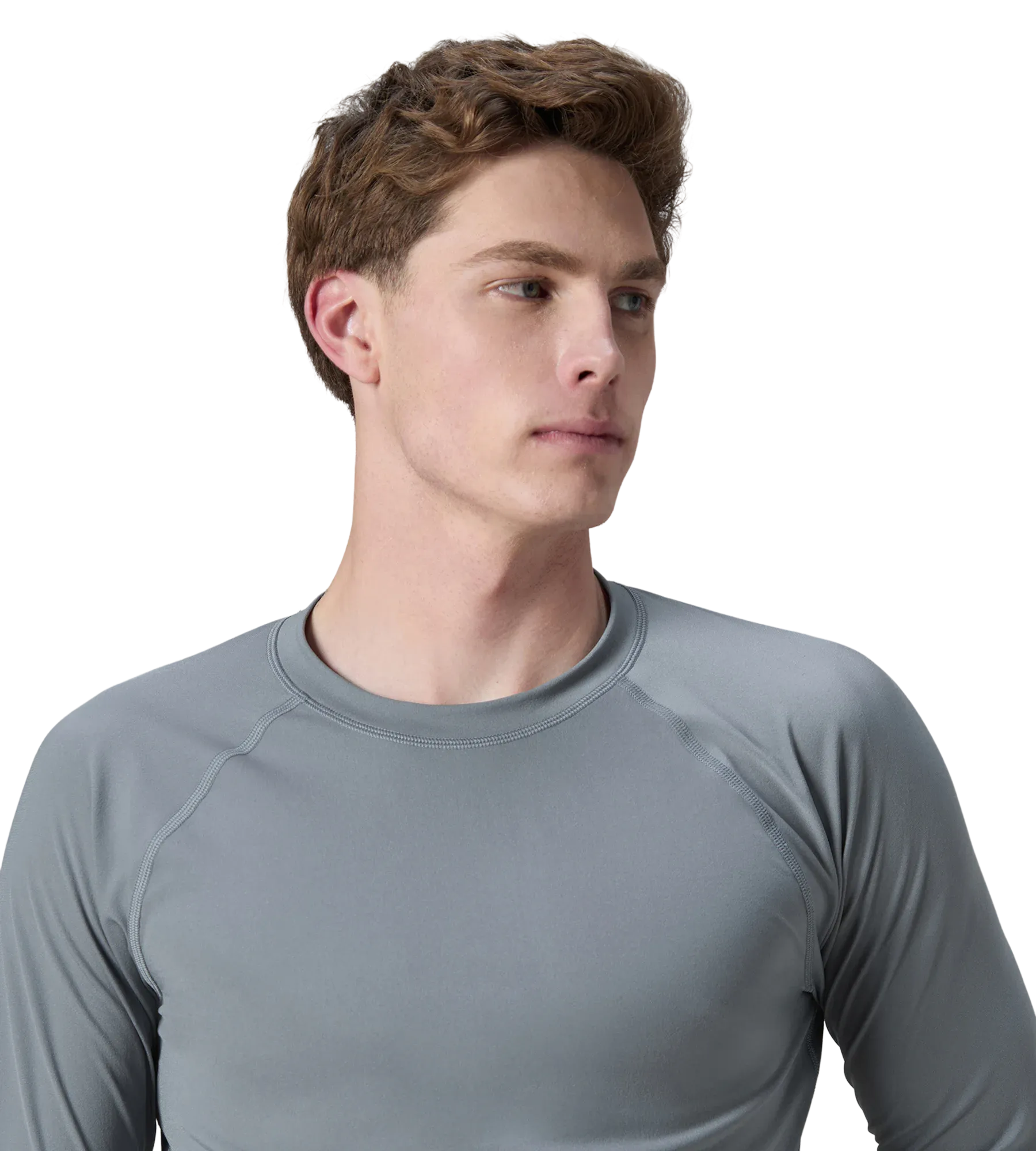 Men's Endurance+ Long Sleeve Performance Suntop - Coin Grey & White - Image 7
