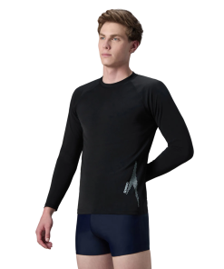 Men's Endurance+ Long Sleeve Performance Suntop - Black & Evening Grey