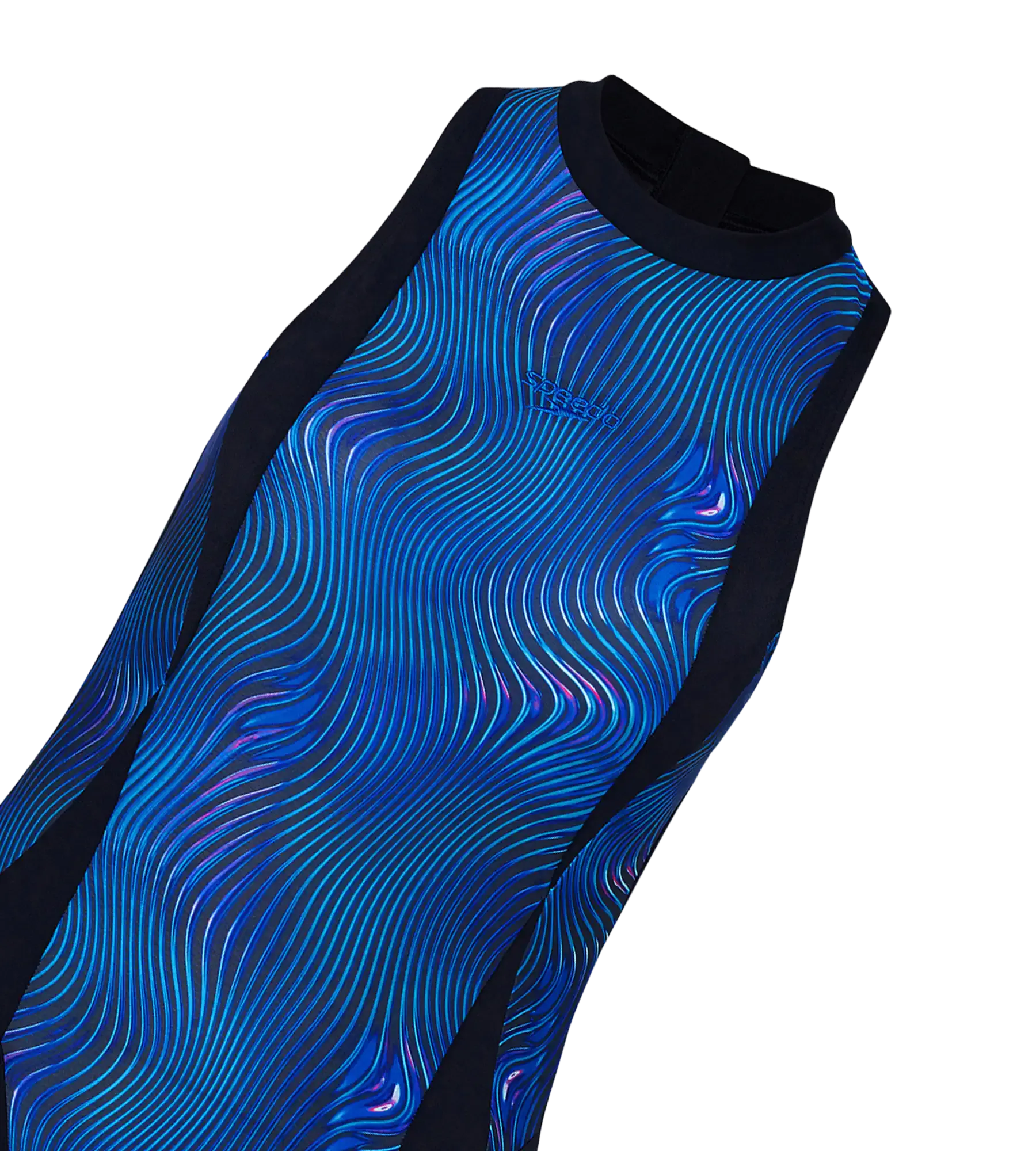 Women's Endurance+ Printed Highneck Legsuit - Black & Deep Saffire - Image 13
