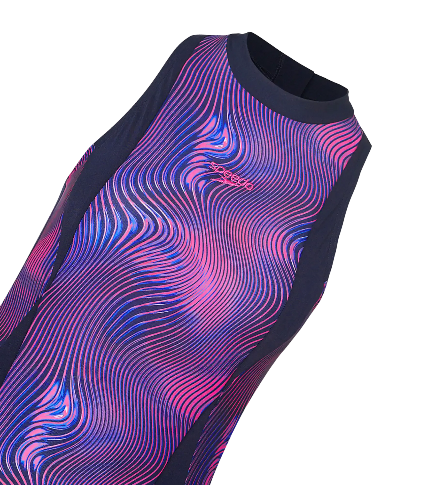 Women's Endurance+ Printed Highneck Legsuit - True Navy & Margarita Pink - Image 11