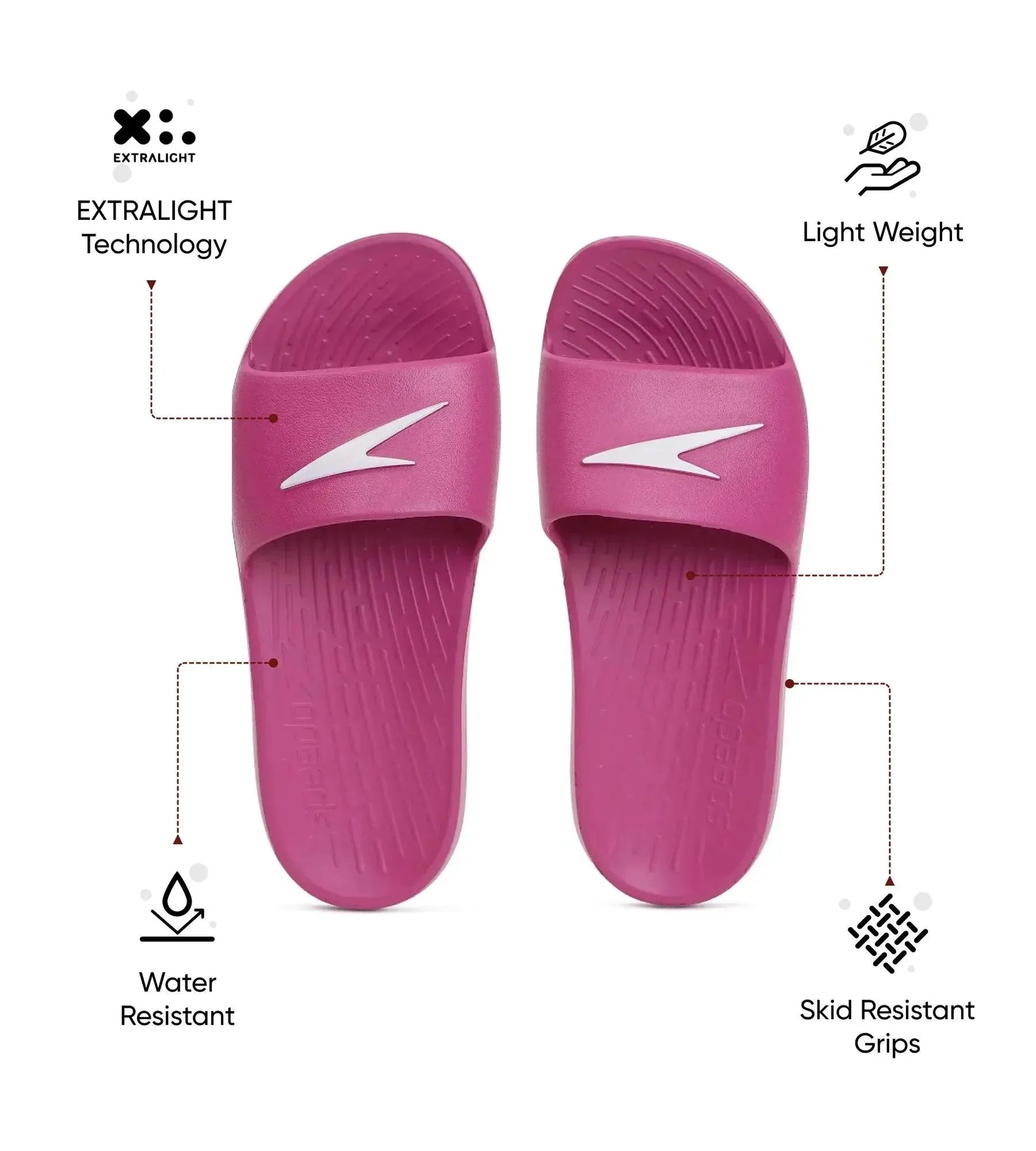 Women's Single Colour Slides - Berry & White - Image 2