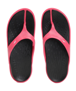 Women's Dual Colour Flip Flops - Black & Raspberry Fill