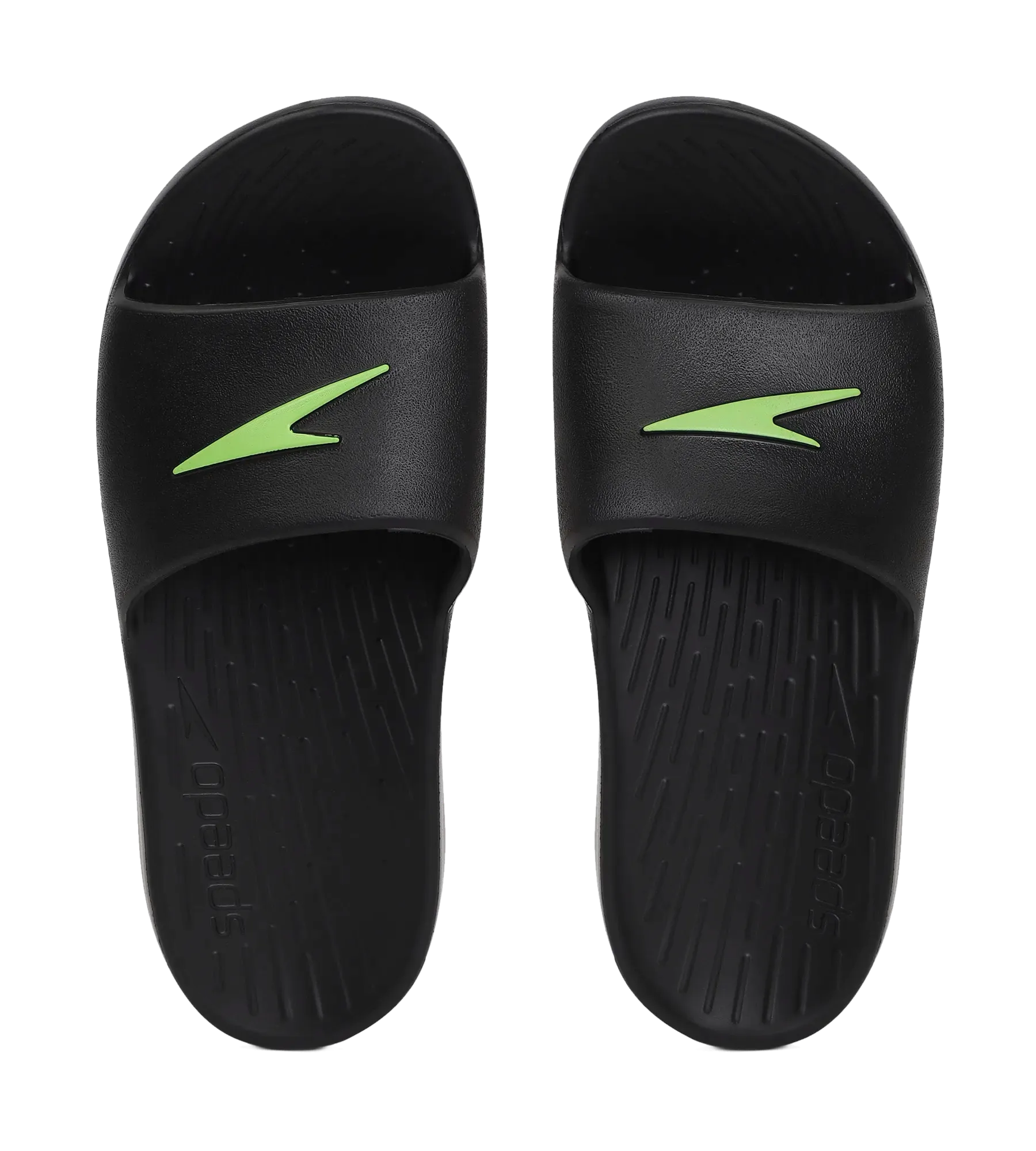 Unisex Junior's Single Colour Slides For Boys and Girls - Black & Atomic Lime
