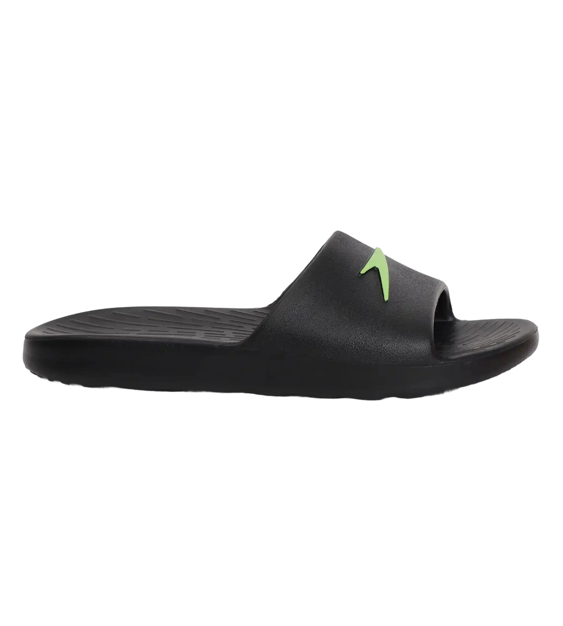 Unisex Junior's Single Colour Slides For Boys and Girls - Black & Atomic Lime - Image 3