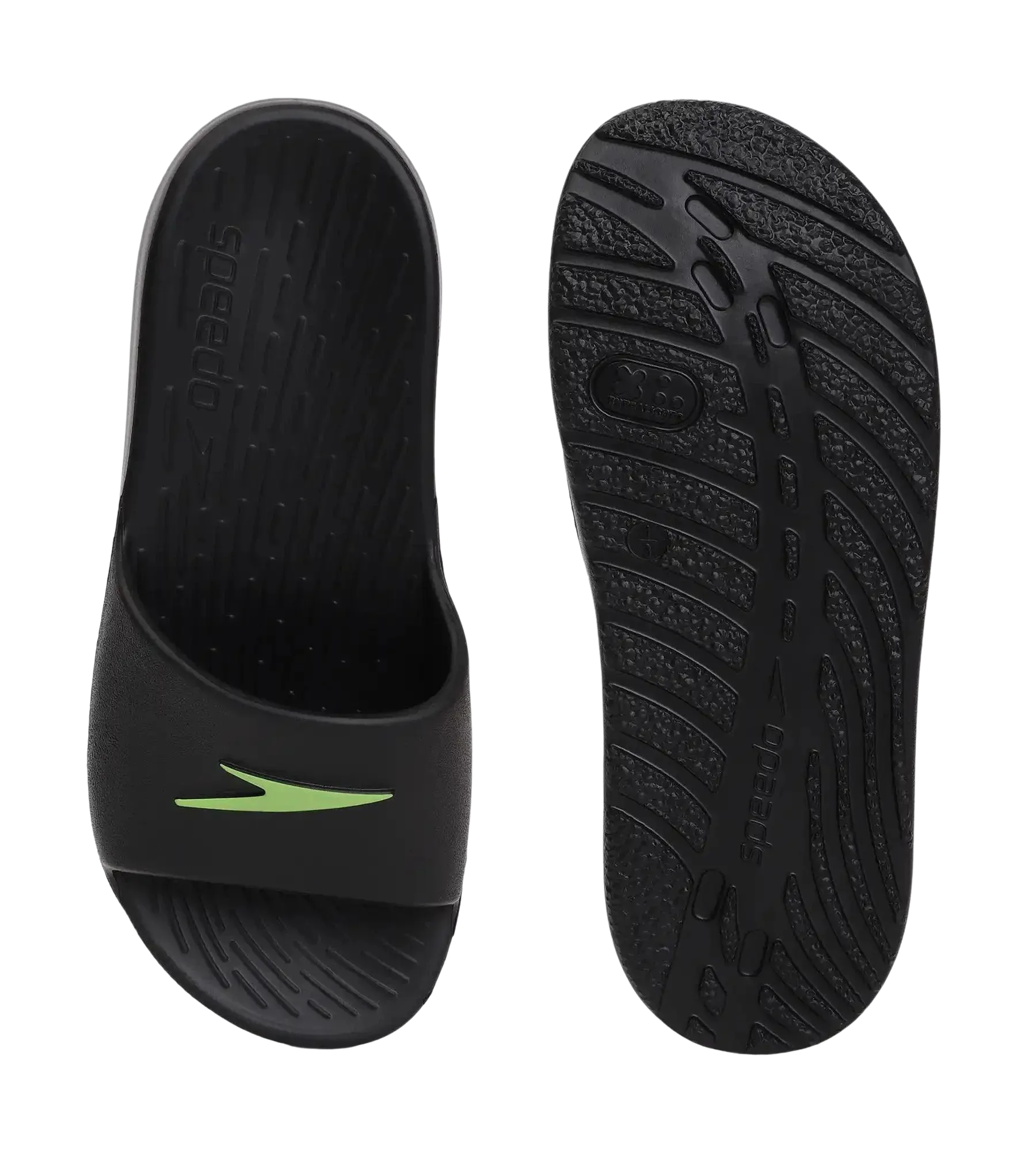 Unisex Junior's Single Colour Slides For Boys and Girls - Black & Atomic Lime - Image 8
