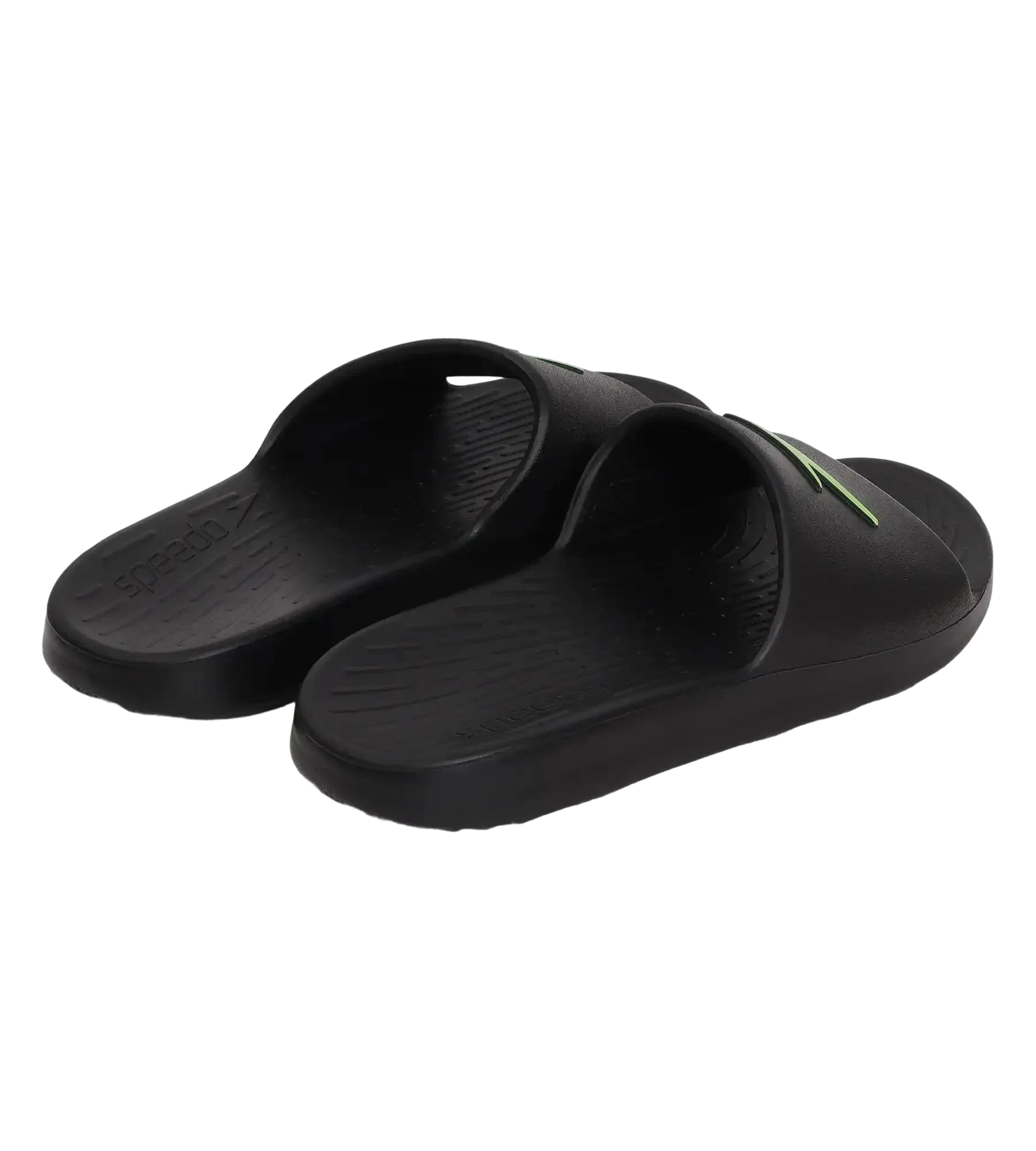 Unisex Junior's Single Colour Slides For Boys and Girls - Black & Atomic Lime - Image 9