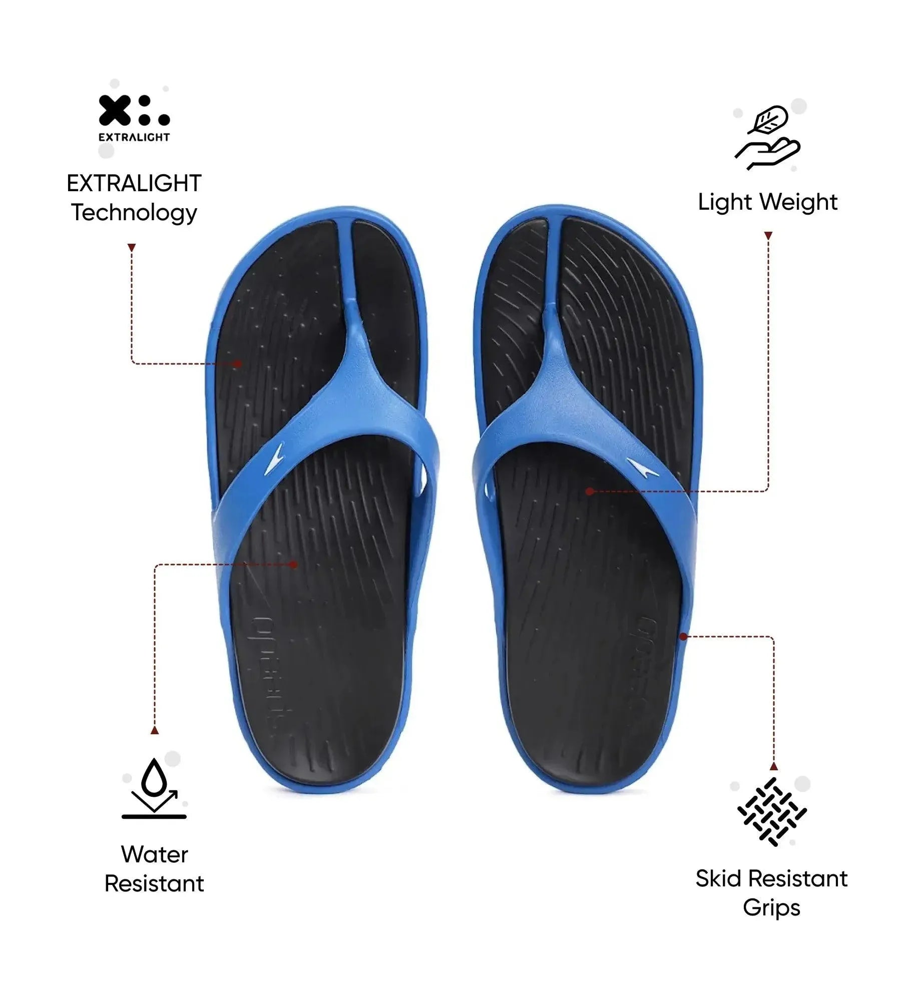 Men's Dual Colour Flip Flops - Black & Blue Flame - Image 2