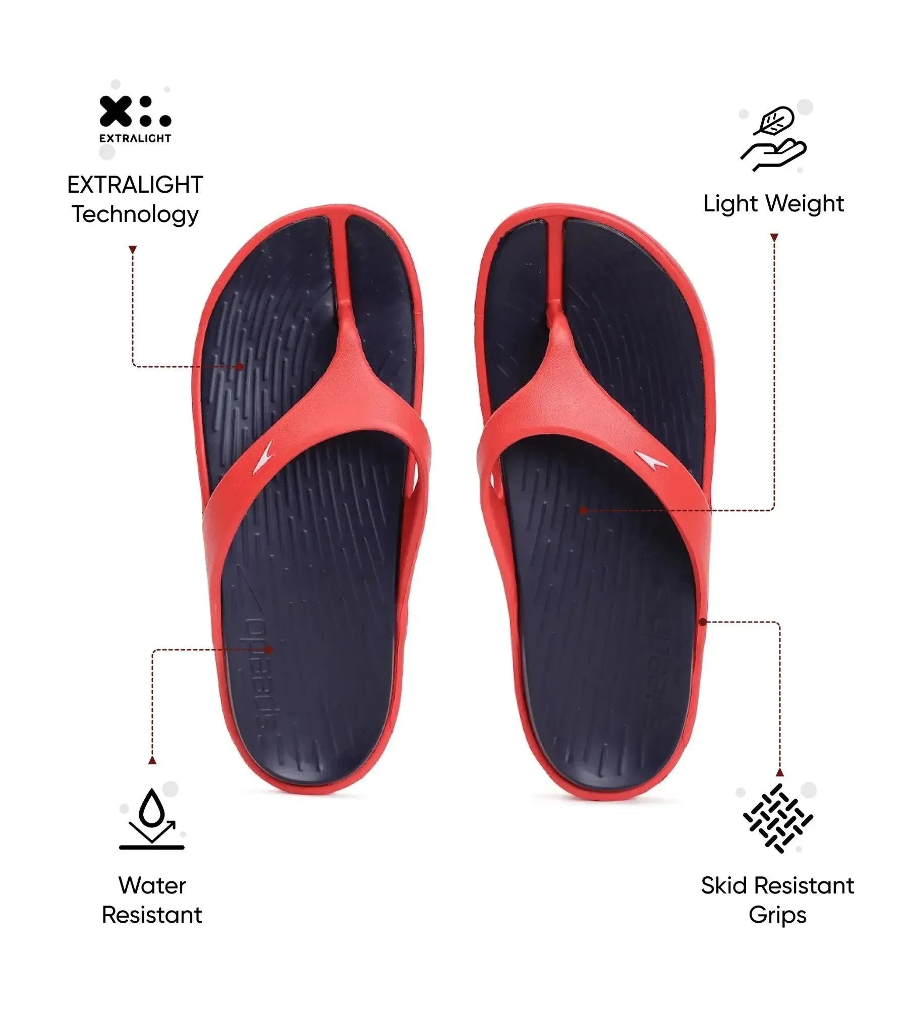 Men's Dual Colour Flip Flops - True Navy & Fed Red - Image 2