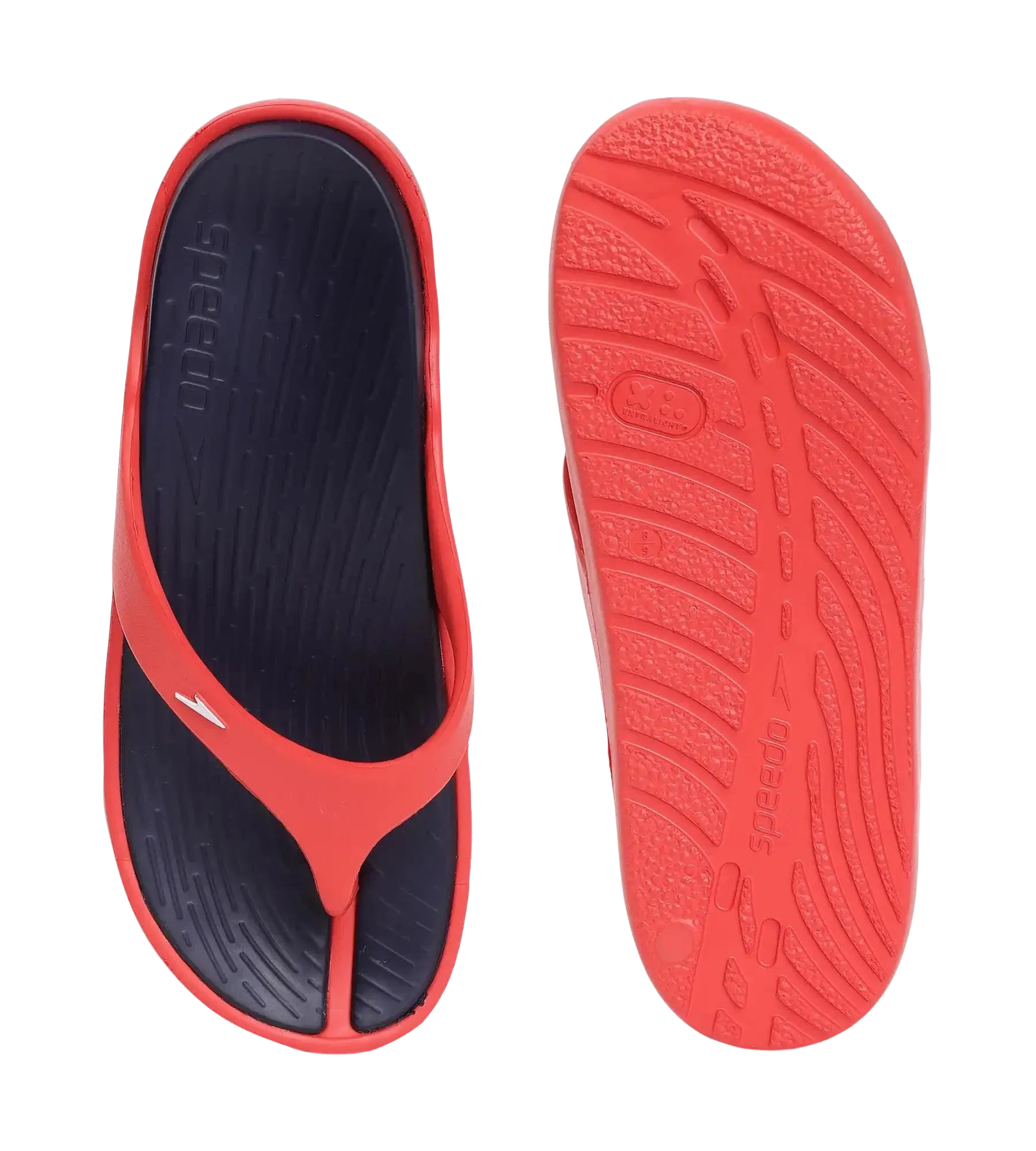Men's Dual Colour Flip Flops - True Navy & Fed Red - Image 8
